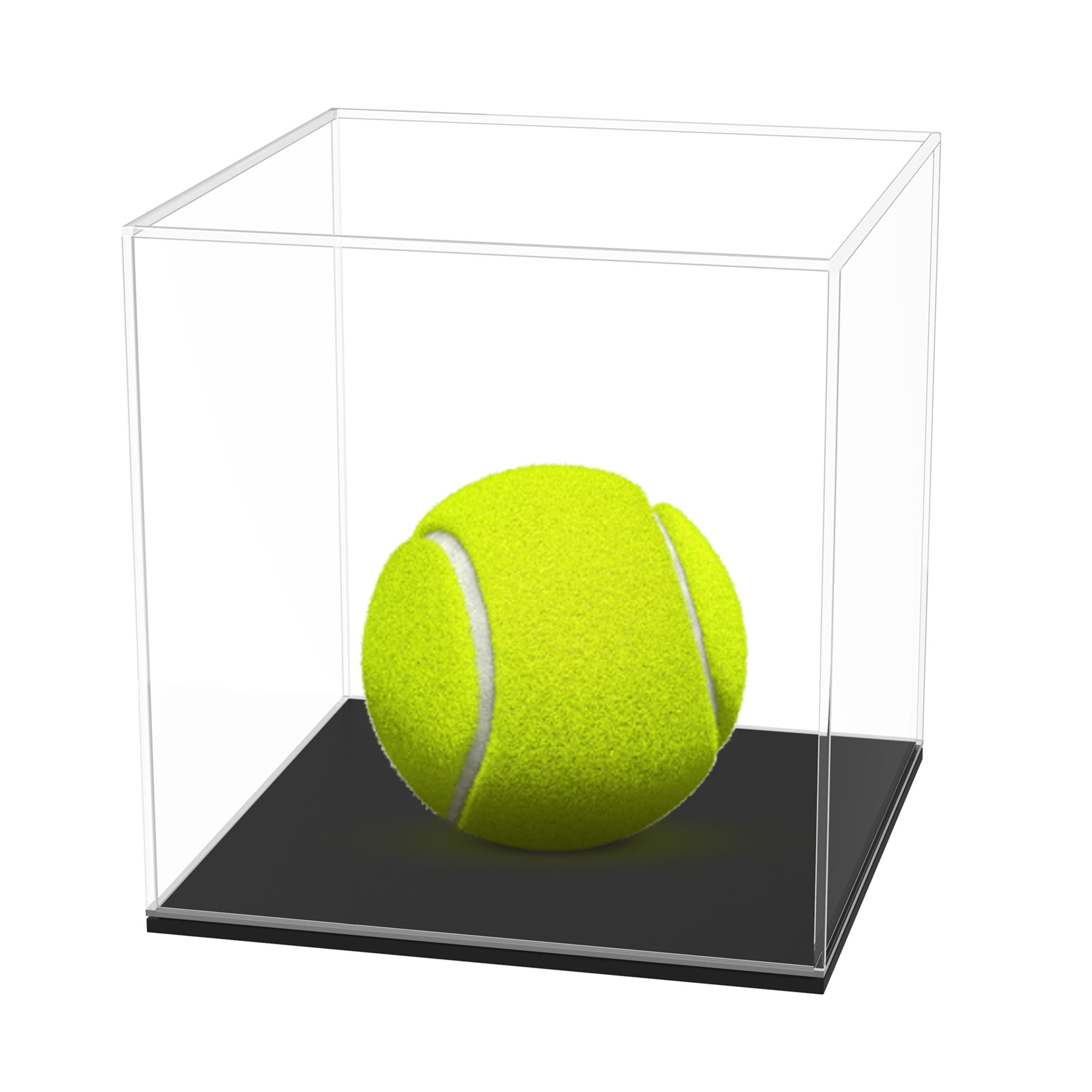 Display Case for Collectibles Secure Assemble Cube Acrylic Box for Display with Matte Black Acrylic Base, 4 Inch Dustproof Showcase for Dolls, Figures [4x4x4 inch]