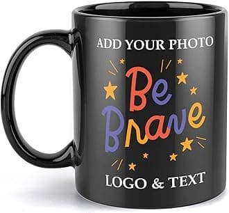 CMLONGQIACustom Mug with Photo Logo Text Personalised Coffee Mug 11Oz Double Side Customised Present for Christmas Day Black