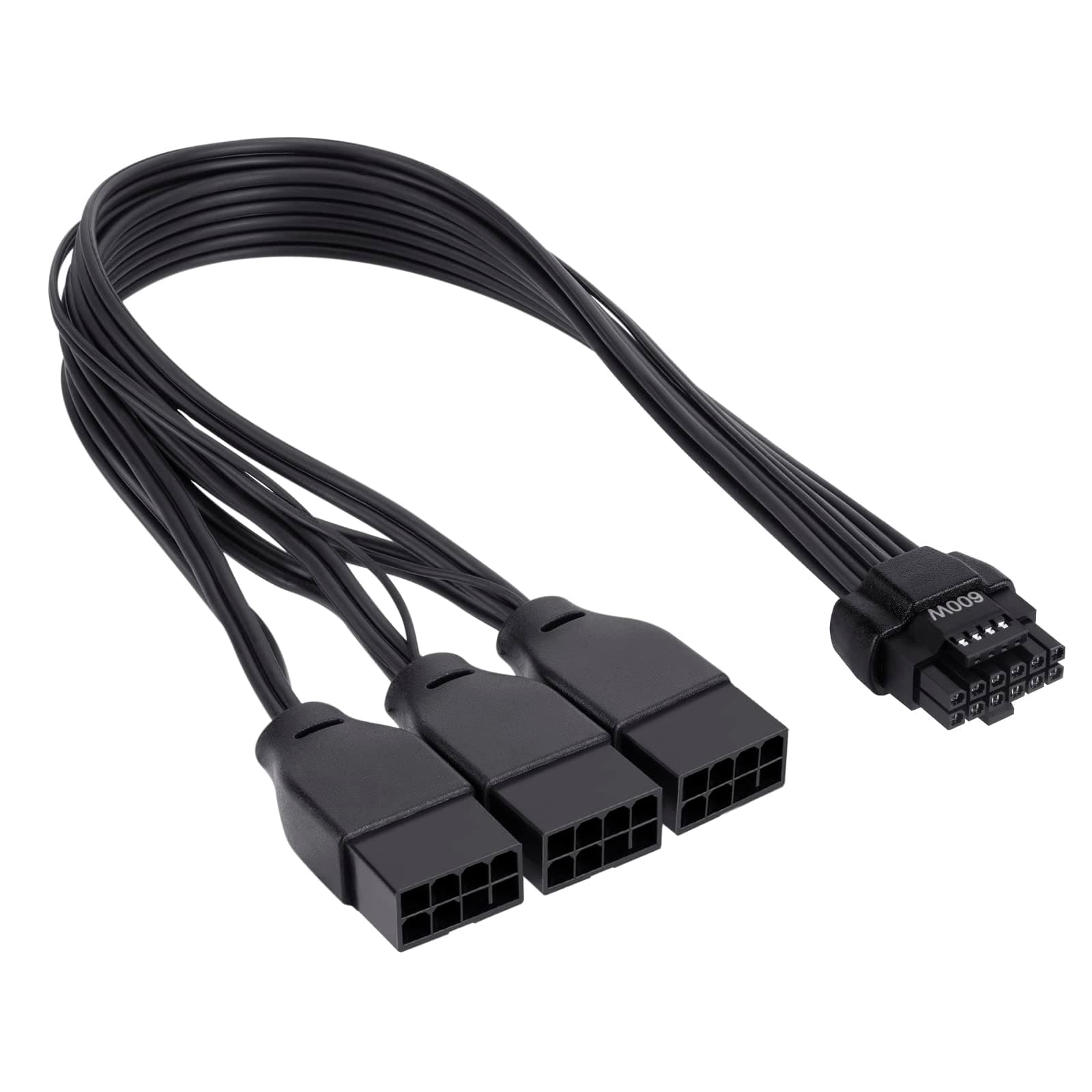 PCI-e 5.0 Extension Cable, 16 Pin(12+4) Male to PCIE 3x8Pin(6+2) Female Extension Cable , 12VHPWR 16AWG Cable Compatible for GPU RTX 3090Ti 4070Ti 4080 4090 Graphics Card Power Supply(30cm) (White)