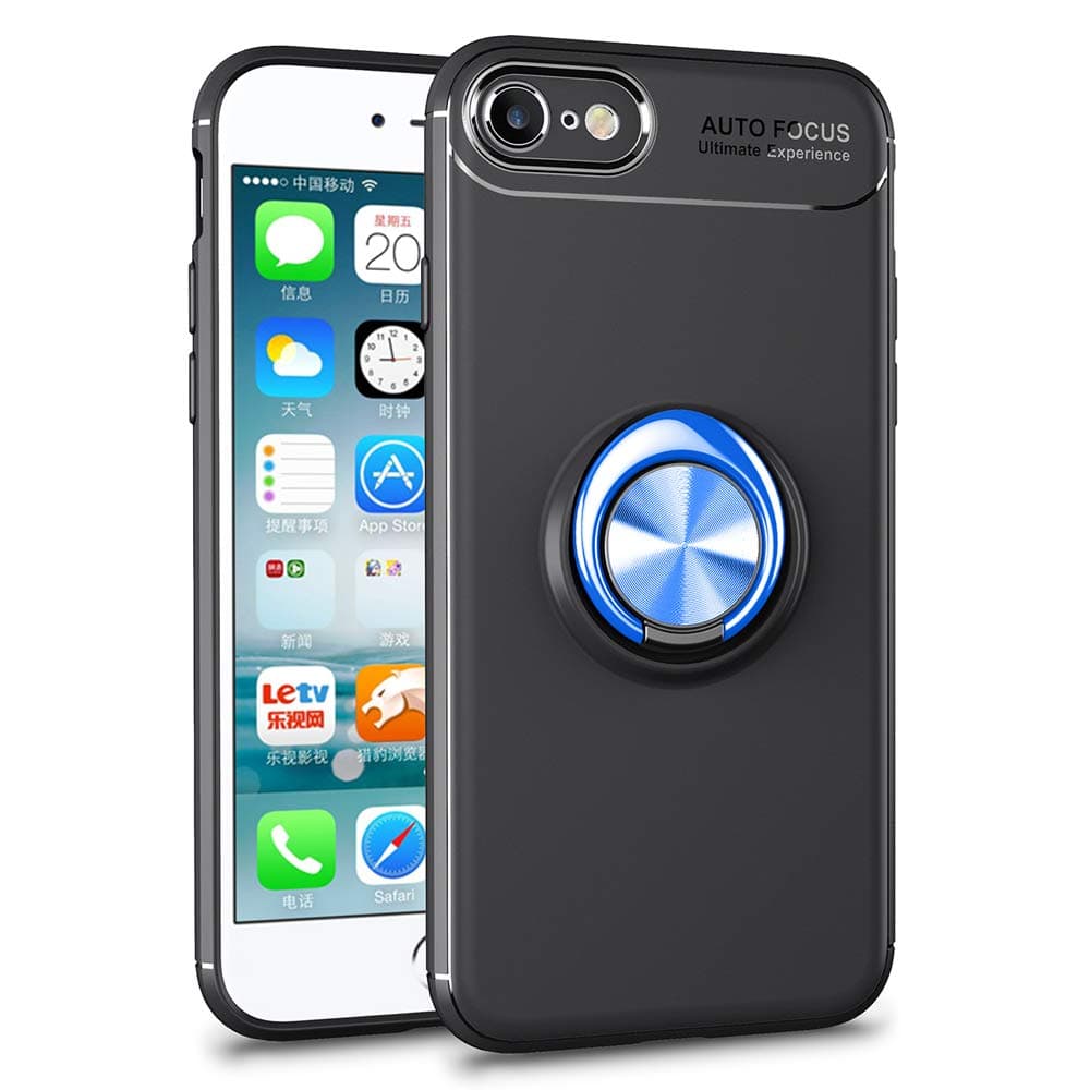 SORAKA Case for iPhone SE 2022 with Ring Holder Soft TPU Slim Fit Case iPhone 8 iPhone 7 Case with Metal Plate for Magnetic Car Phone Holder