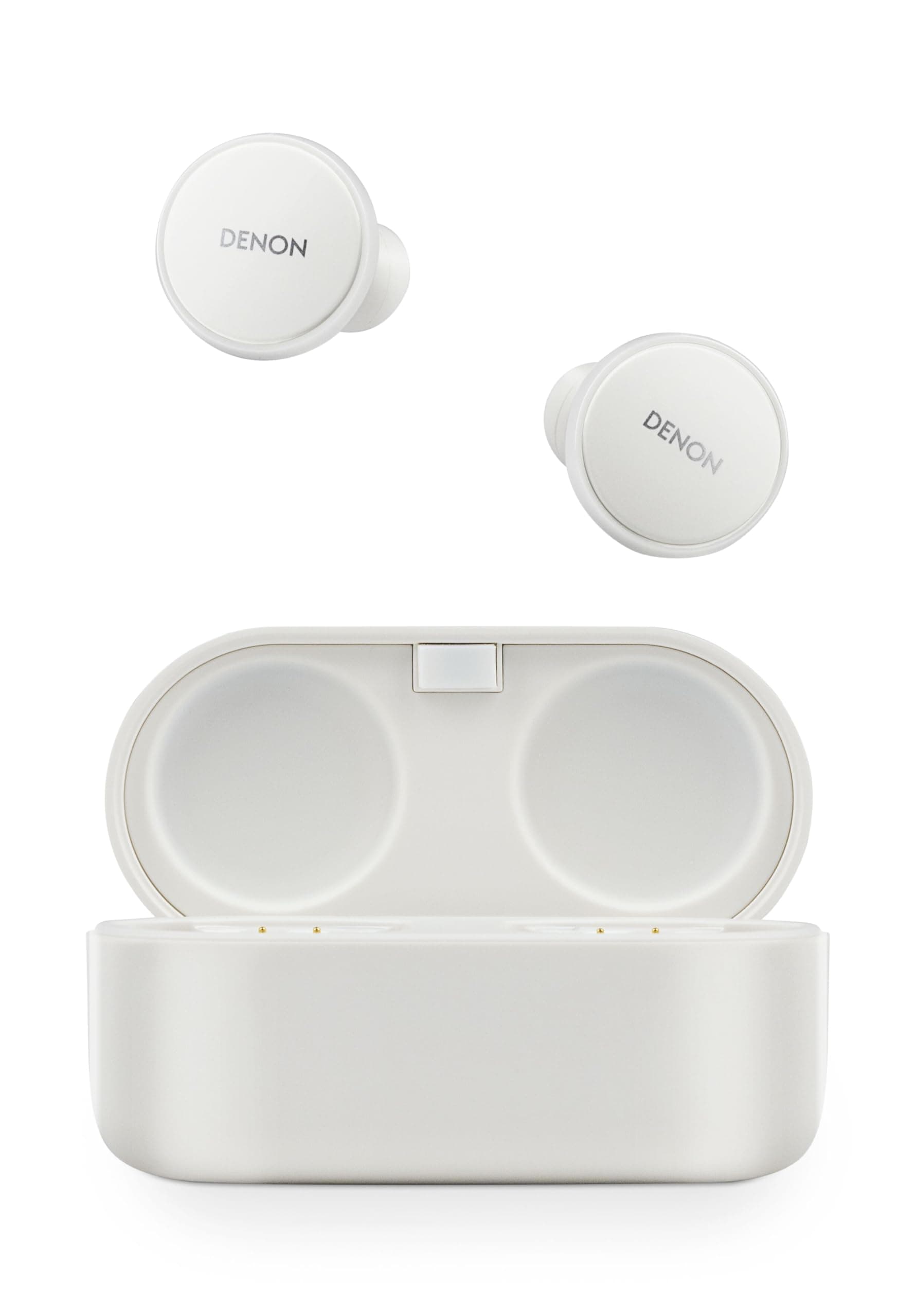 Denon PerL Pro True Wireless Earbuds - Adaptive Active Noise Cancelling, Personalized Sound with Masimo Adaptive Acoustic Technology, Spatial Audio, 32Hr-Battery Life, Wireless Charging, White