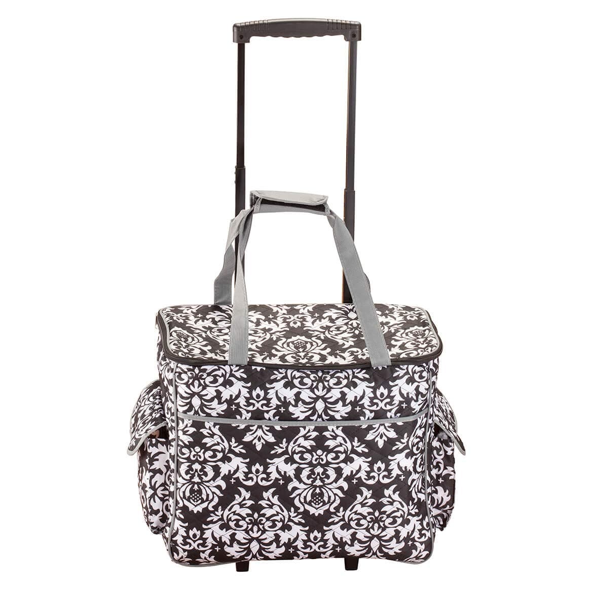 Sewing Accessories Rolling Sewing Machine Tote with 6 Storage Pockets - Damask,LARGE