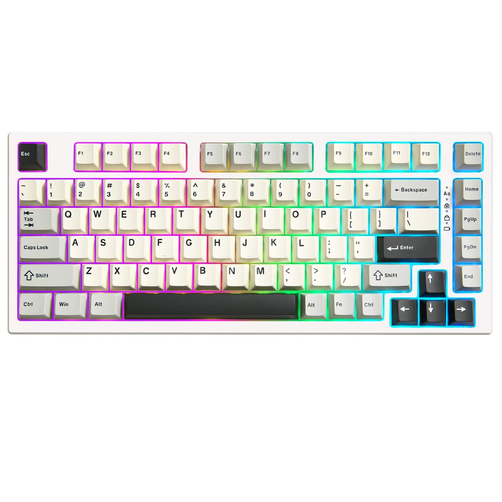 YUNZII RT80 Rapid Trigger Hall Effect Magnetic Gaming Keyboard,82-Key Bluetooth/2.4GHz/Wired RGB, Hot Swap Custom Fast Adjustable Actuation Esports Mechanical Keyboard (White, Gateron White)