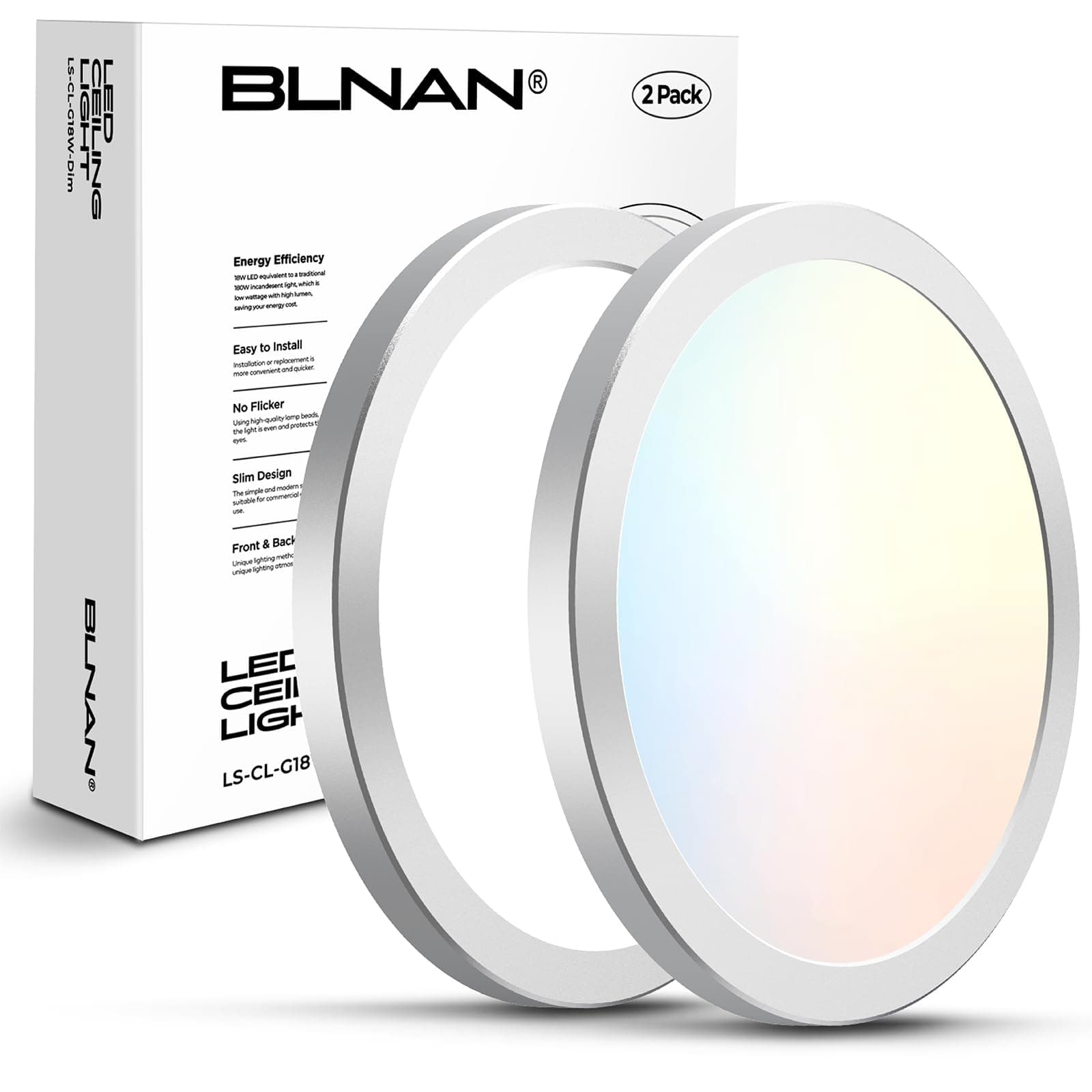 BLNAN LED Flush Mount Ceiling Light Fixture, Super Slim 9 Inch LED Ceiling Light, 3000K/4000K/5000K 3 Color Selectable Ceiling Lamp - Round Flat Light Fixture for Kitchen Bathroom Shower