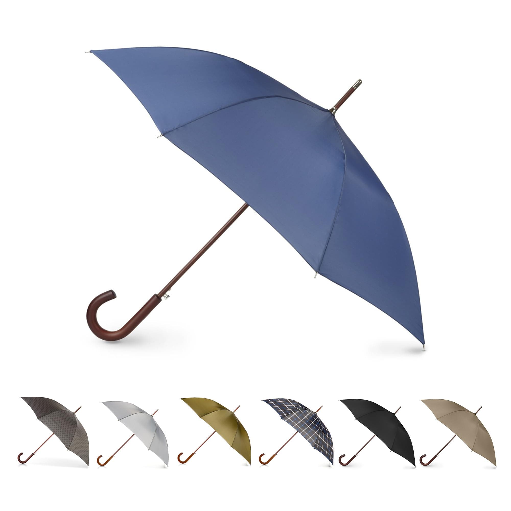 Auto Open Wooden Handle J Stick Umbrella