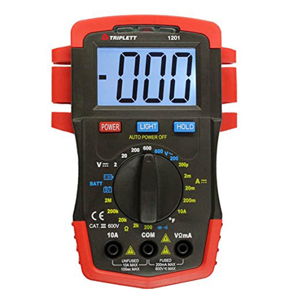 Triplett Compact CAT III 1999 Count Digital Multimeter - AC/DC Voltage, AC/DC Current, Resistance, Temperature, Continuity, and Diode Check (1301)