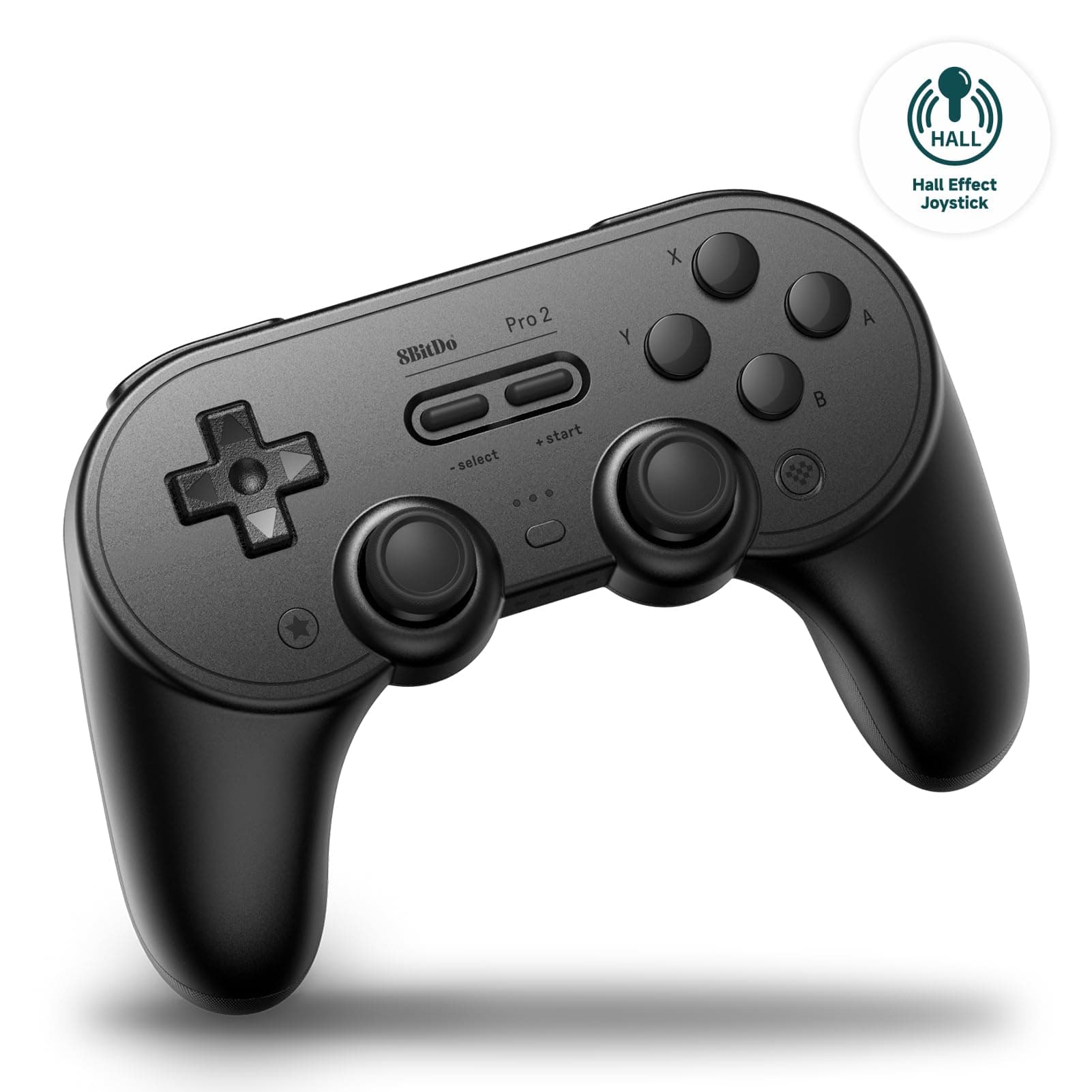 8BitDo Pro 2 Switch用のBluetoothコントローラー、ホールエフェクトジョイスティックアップデート、Switch、PC、Android、Steam Deck＆Apple用のワイヤレスゲームコントローラー (Black)