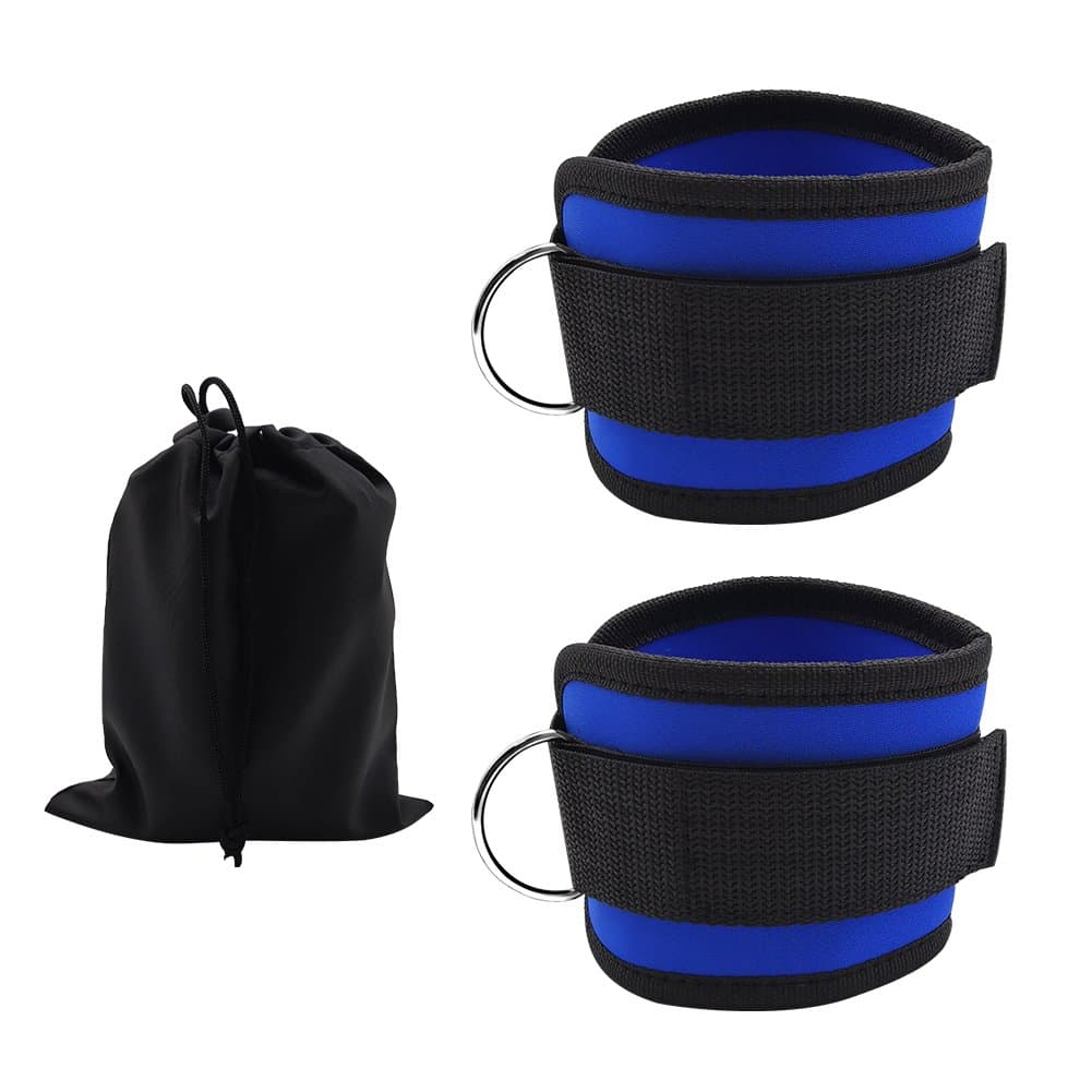 Ankle Straps for Cable Machines, 2-Pack Padded Ankle Strap Gym Accessories for Women Men Exercise with D-ring, Ankle Band for 20-pound Low Weight Fitness Training(Blue) by ECPURCHASE