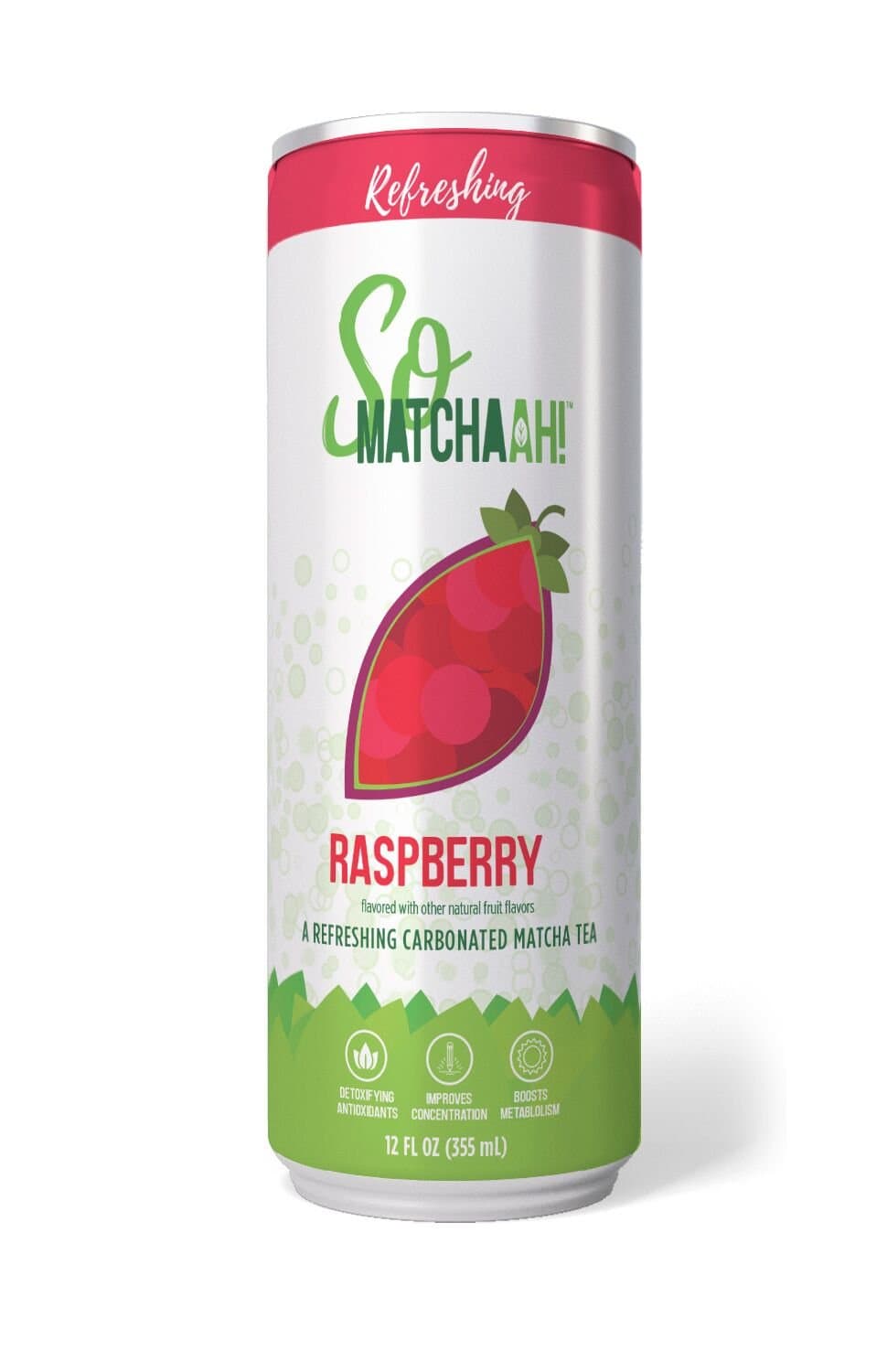 SoMATCHAAH! Sparkling Matcha Tea Fruit Antioxidant Drink, Raspberry (12 pack) 12-fl-oz cans