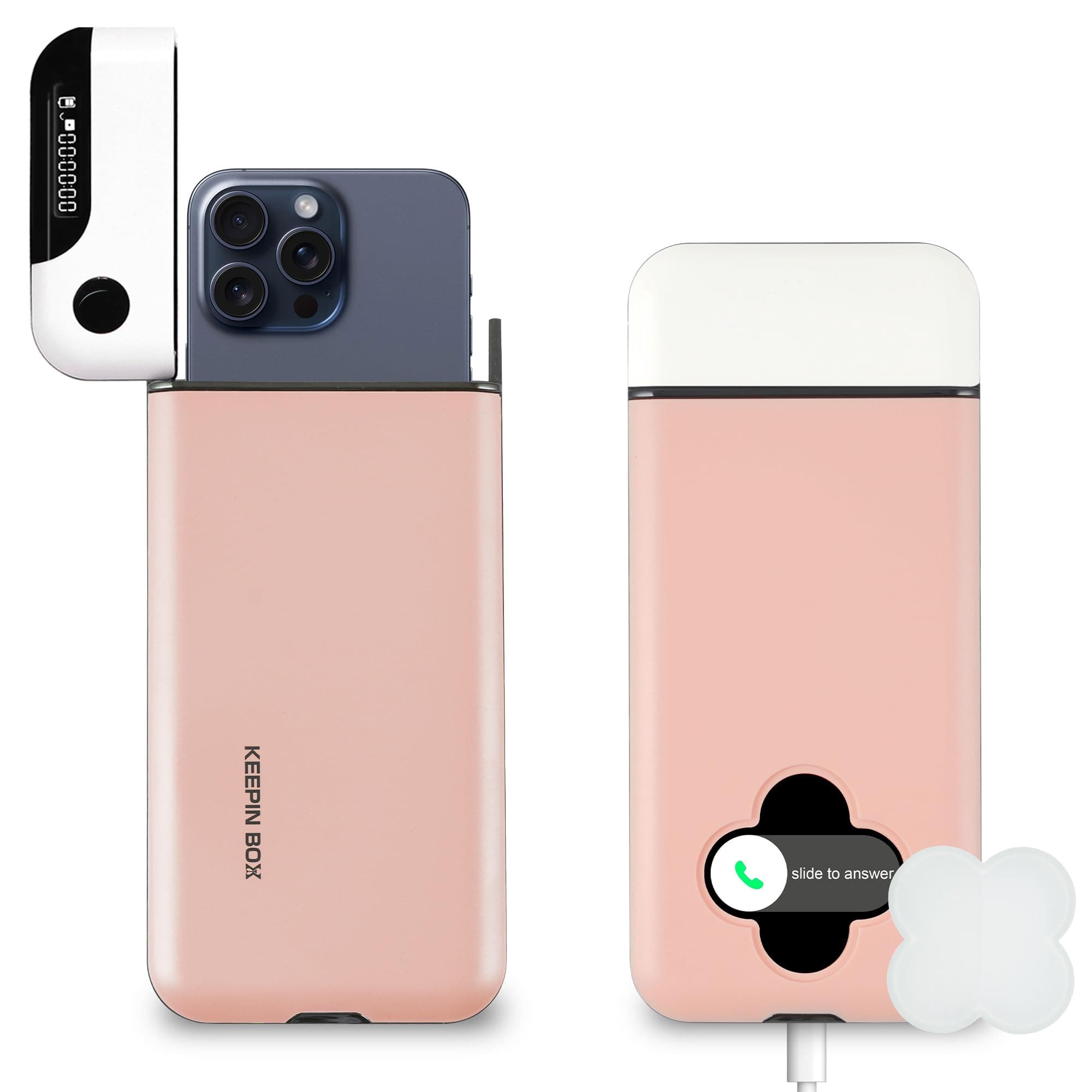 Cell Phone Lock Box with Timer, Portable Time Lock Box for iPhone and Android Phone, Help to Be Self-Discipline and Focus to Achieve Goals, Prevent Phone Addiction (L, Pink)