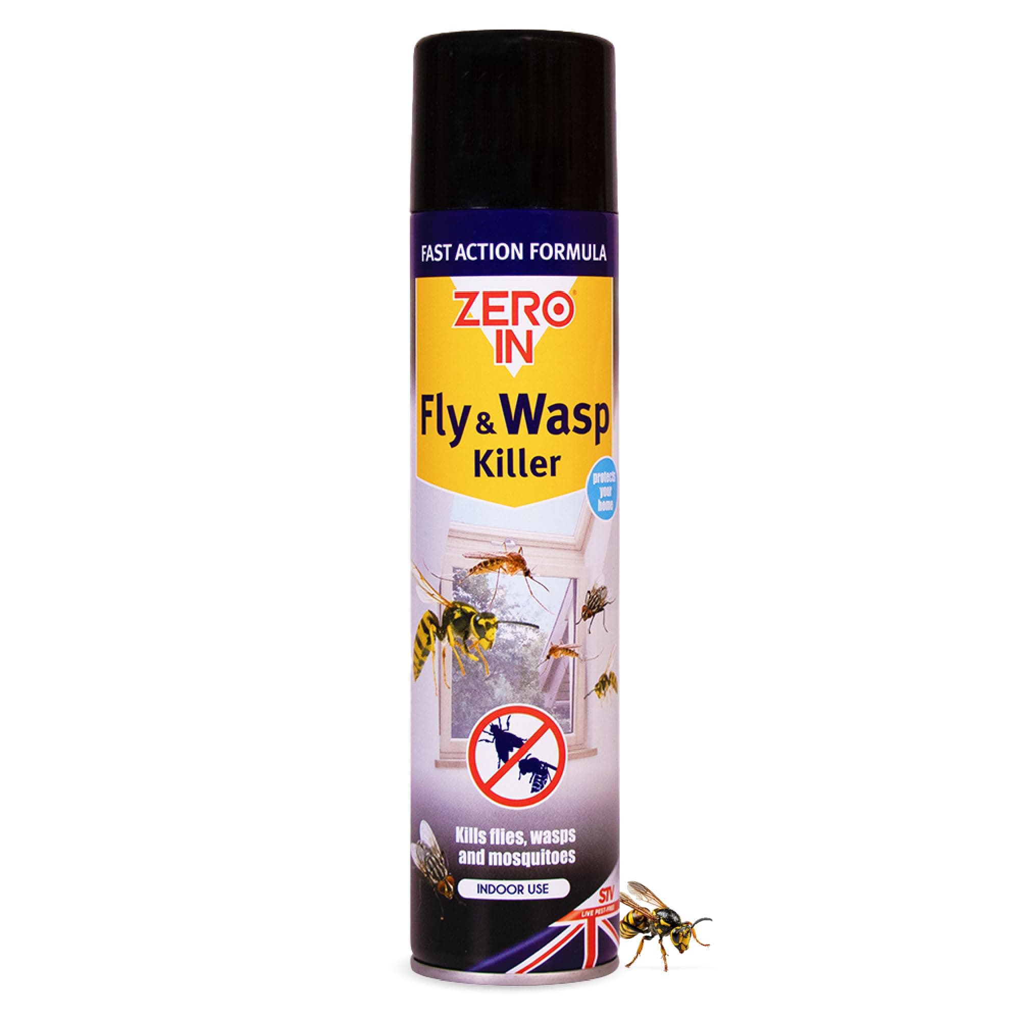 Fly and Wasp Killer - 300 ml Aerosol, Controls Flying Insects and Bugs in The Home, Ready-To-Use, Fast Action Formula, Instand Knockdown of Flies, Waps and Other Flying Insects