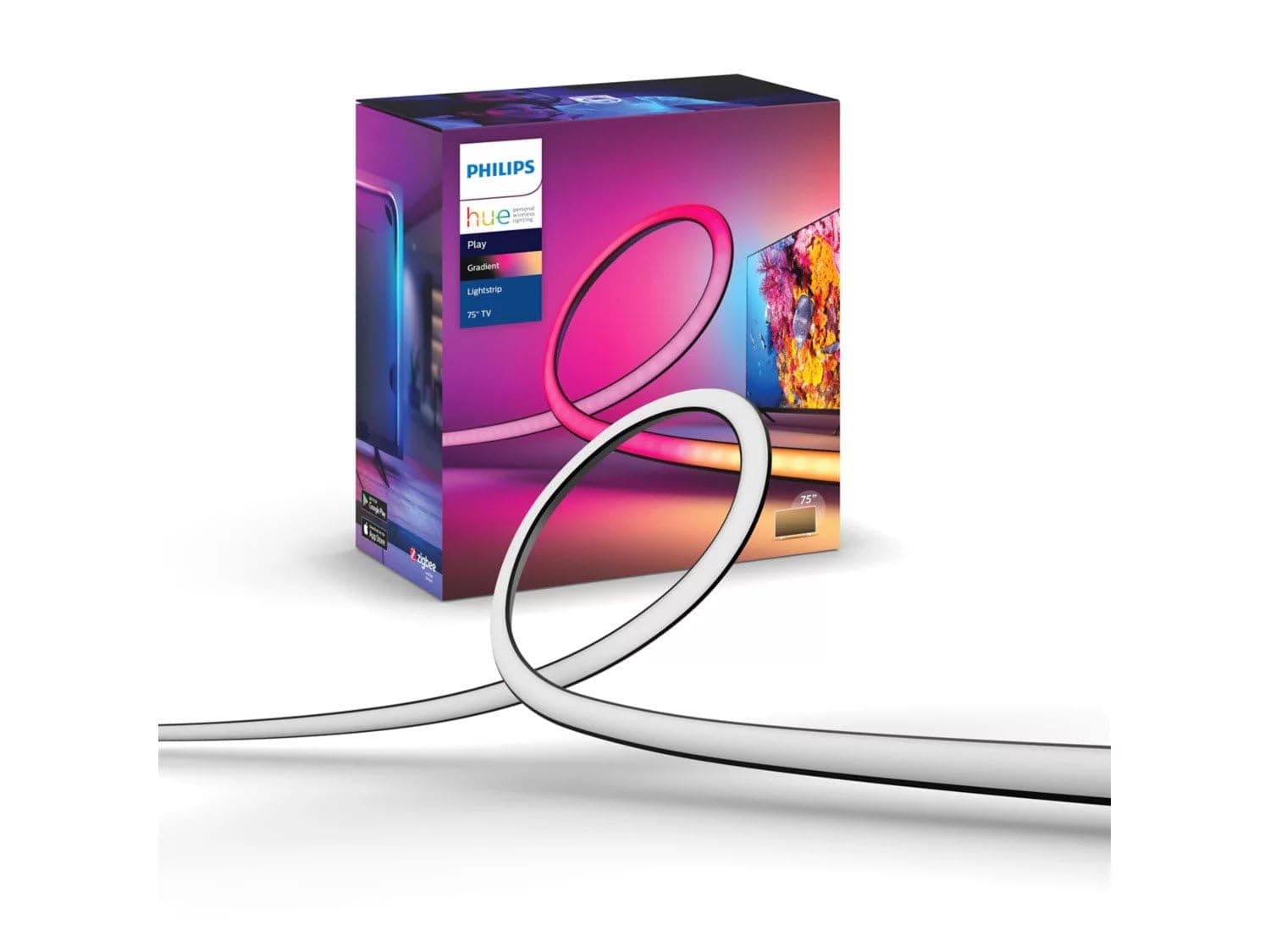 TV Gradient LightStrip 75 Inch (Sync with TV, Music and Gaming), Hue Bridge & Sync Box or Hue Sync App Required – Smart LED Backlight, Multi-Color Ambient Lighting (929002422901AA)