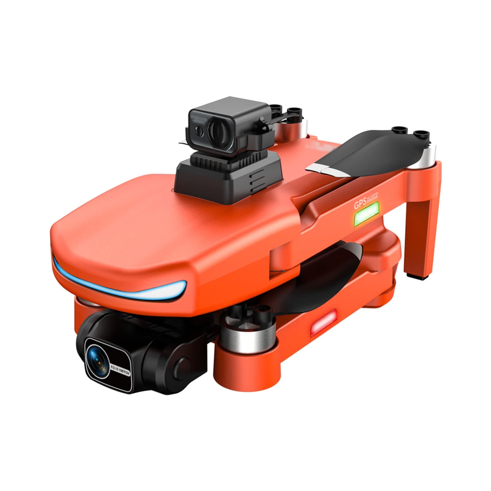 Drone With HD Dual Camera, Foldable Body, Dual Camera Switching, 5G HD Image Transmission, GPS Follow, Route Planning Shooting, Electric Adjustable Camera orange