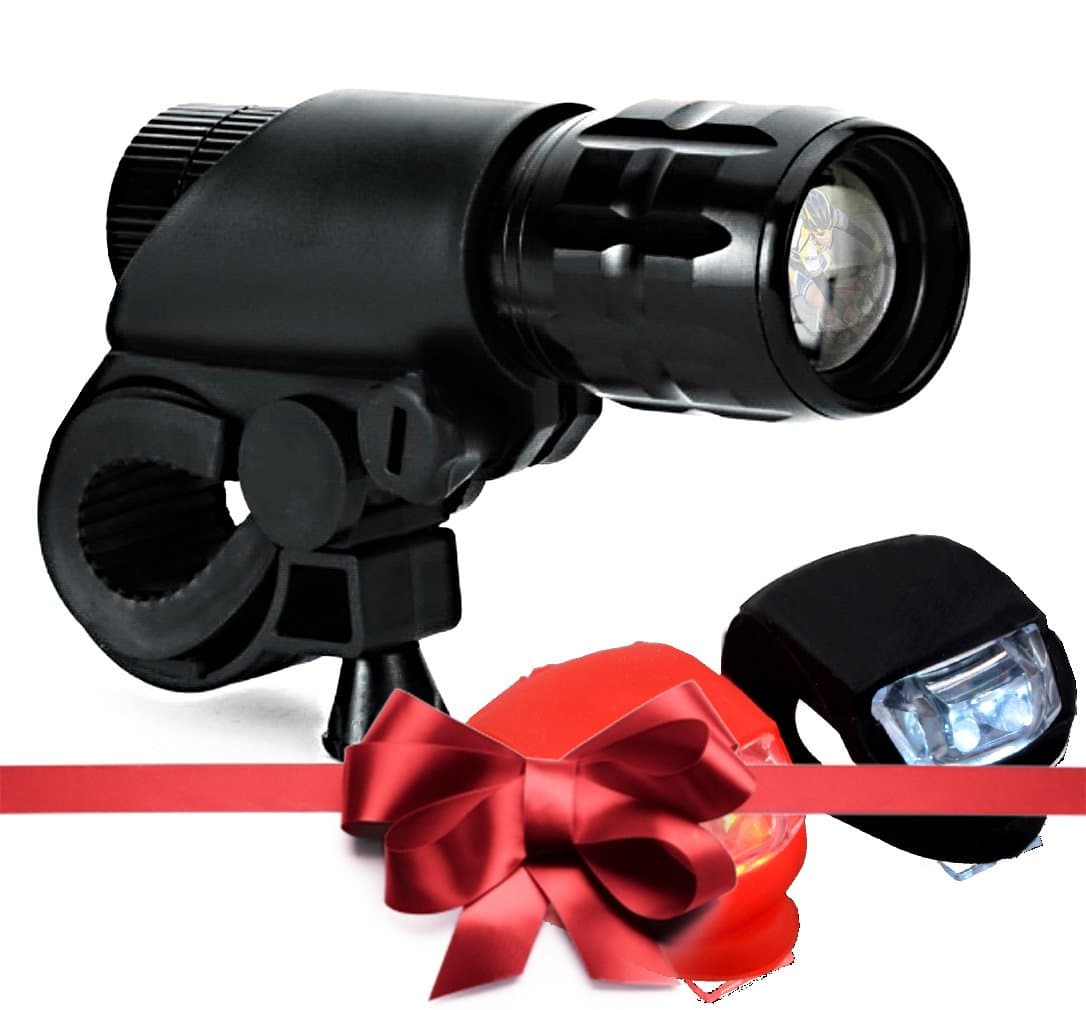 Help DAD Ride into Spring | LED Bike Headlight - Powerful, Durable, with 3 Light Modes; Waterproof, Shock and Scratch Resistant. 2 LED Taillights Included in the Gift Box