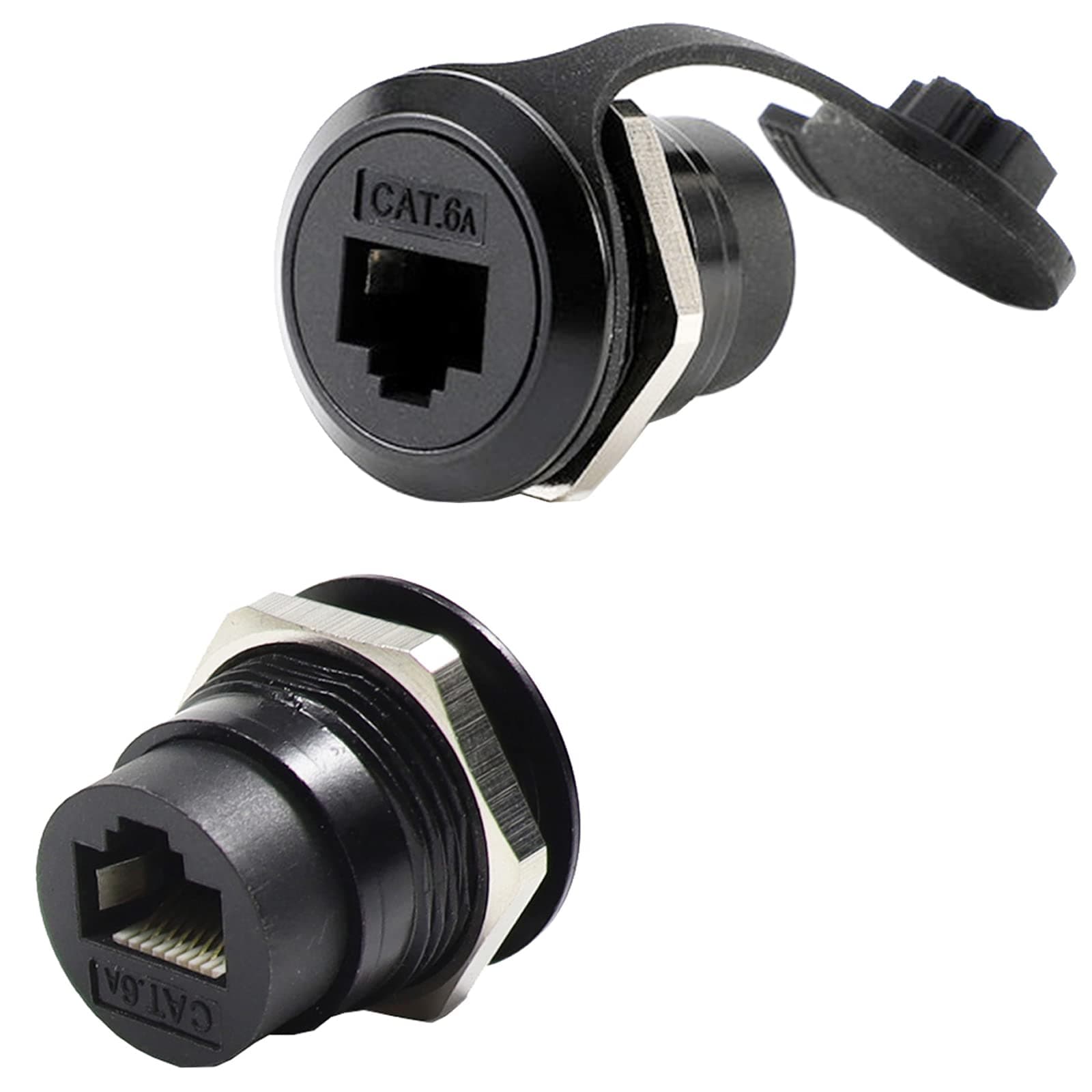 PENGLIN 2Pack RJ45 Shielded Panel Mount Coupler, Ethernet LAN Pass Through Connector, CAT6A Female to Female Bulkhead Extension Interface Adapter