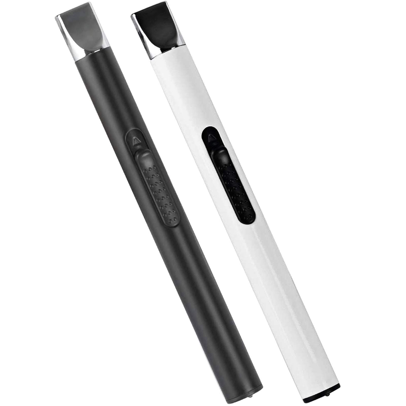 Lighter, 2 Pack Candle Lighter Electric Arc Lighter Rechargeable USB Lighter Flameless Grill Lighter with Safe Button for Home Candle BBQ Camping Kitchen(Black & White)