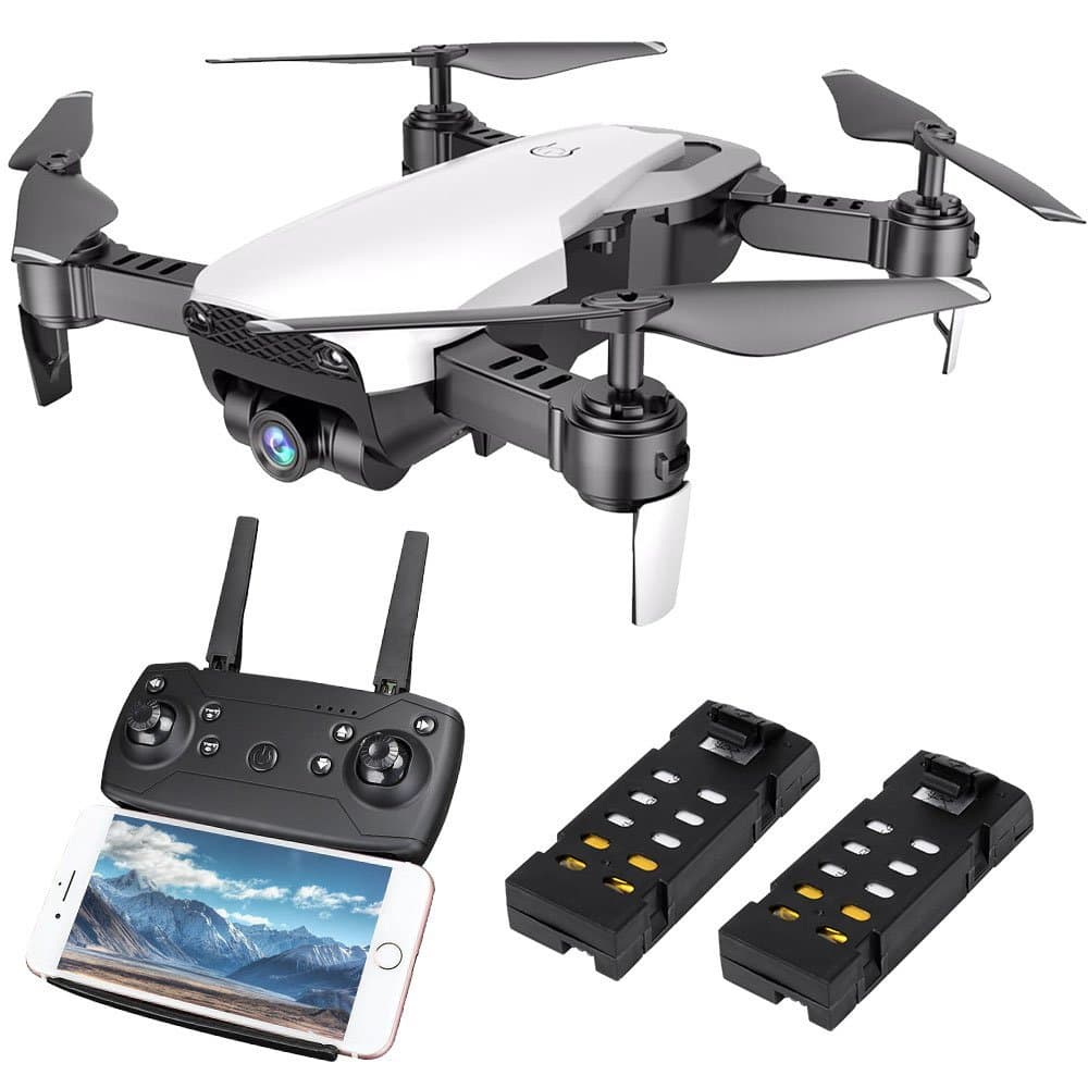 FPV RC Quadcopter Drone with 720P Wide-Angle HD Camera 4 Channel 2.4GHz 6-Gyro with Altitude Hold Function,Headless Mode and One Key Return Function,Foldable,for Beginner, Bonus Battery