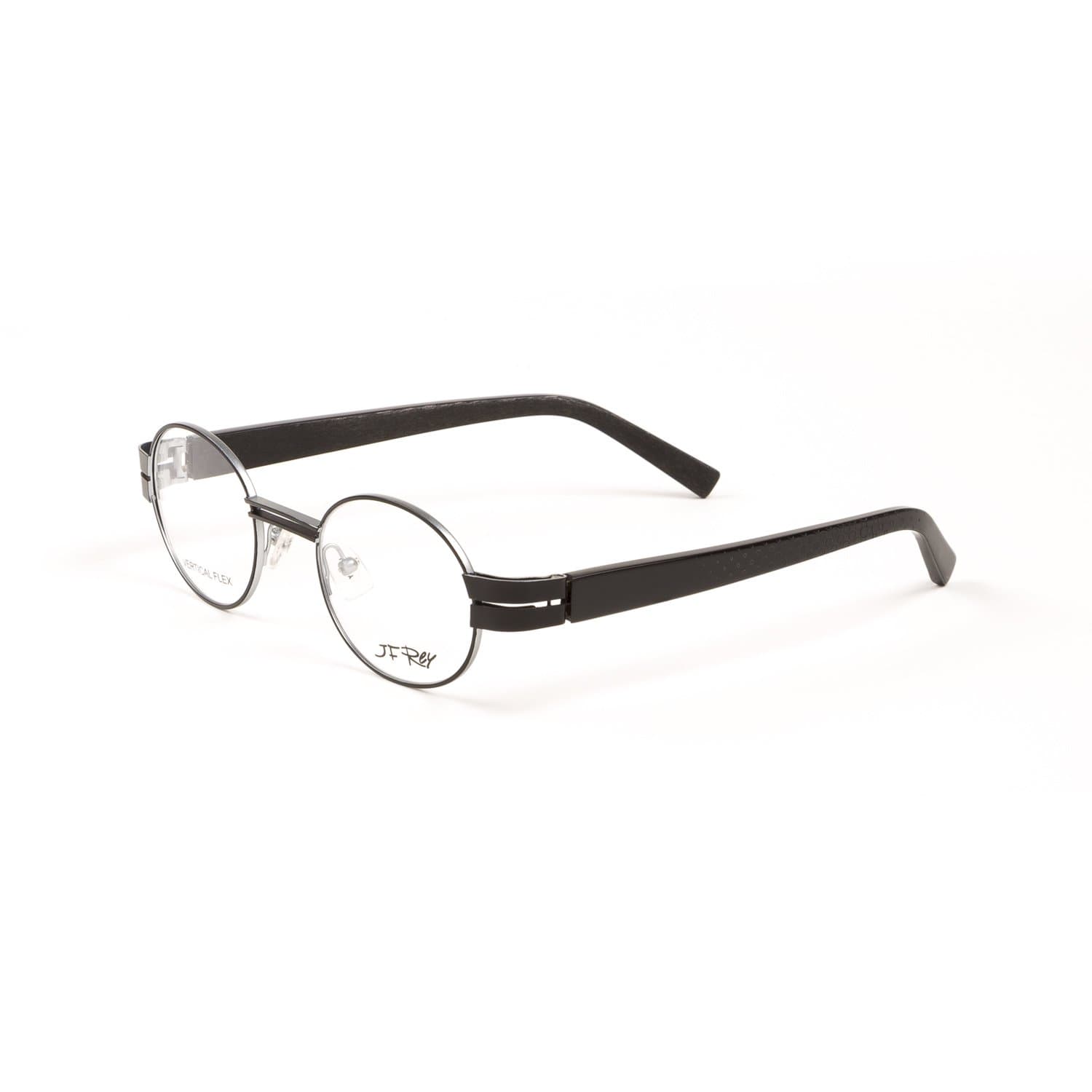 J.F. Rey Oval Vertical Flex Eyeglass Frames 44mm Black/Aluminum