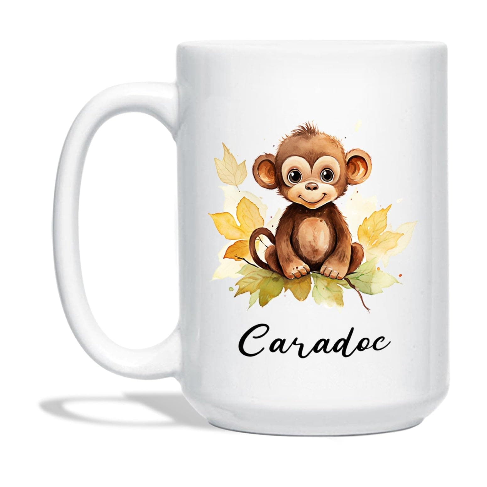 Monkey Coffee Mug, Custom Monkey Lover Cups, Gift Ideas for Animal Lovers, Friends, Monkey Lover Tea Cup, Personalized Animal Mug with Name, Monkey Birthday Cup Gift, White Mug 11oz 15oz