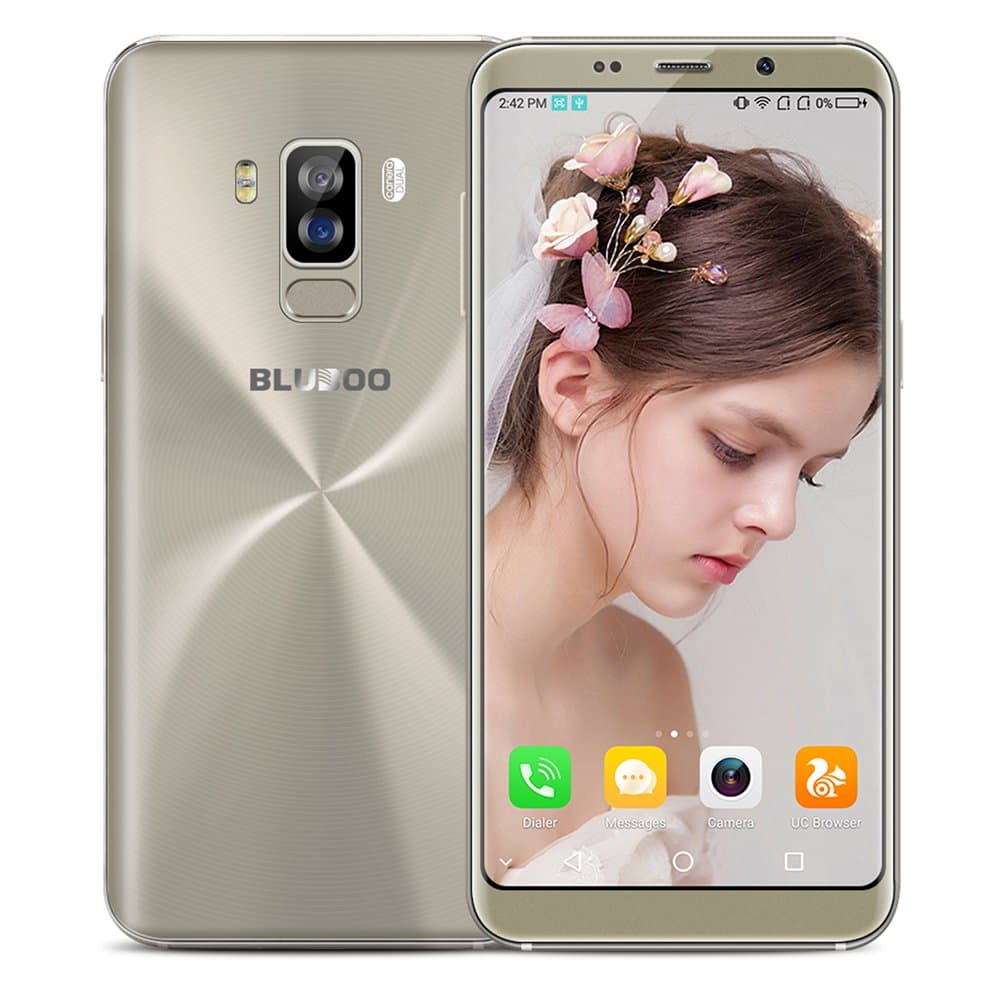 Unlocked 4G Smartphone, 5.7" Bluboo S8 Android 7.0 MT6750T Octa Core 3GB RAM 32GB ROM Dual SIM Mobile Phone with Dual Rear Camera Fingerprint 3450mAh Battery OTA SIM-Free Cellphone (Gold)