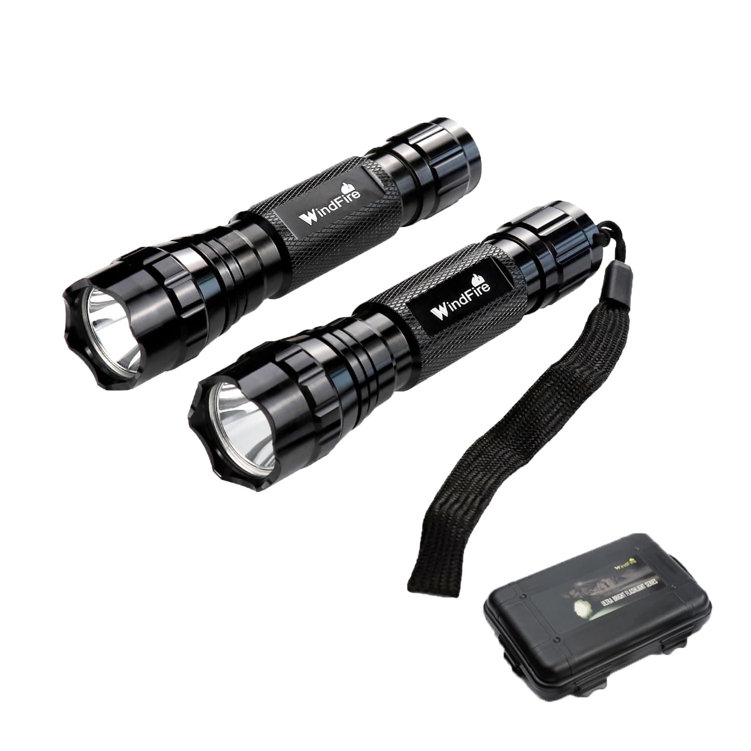 WINDFIRE 2 Pack LED Flashlight Single Mode, Super Bright Tactical Flashlights, Small Portable Water Resistant Handheld Flash Lights for Camping, Hiking, Emergency (Not Including Battery)