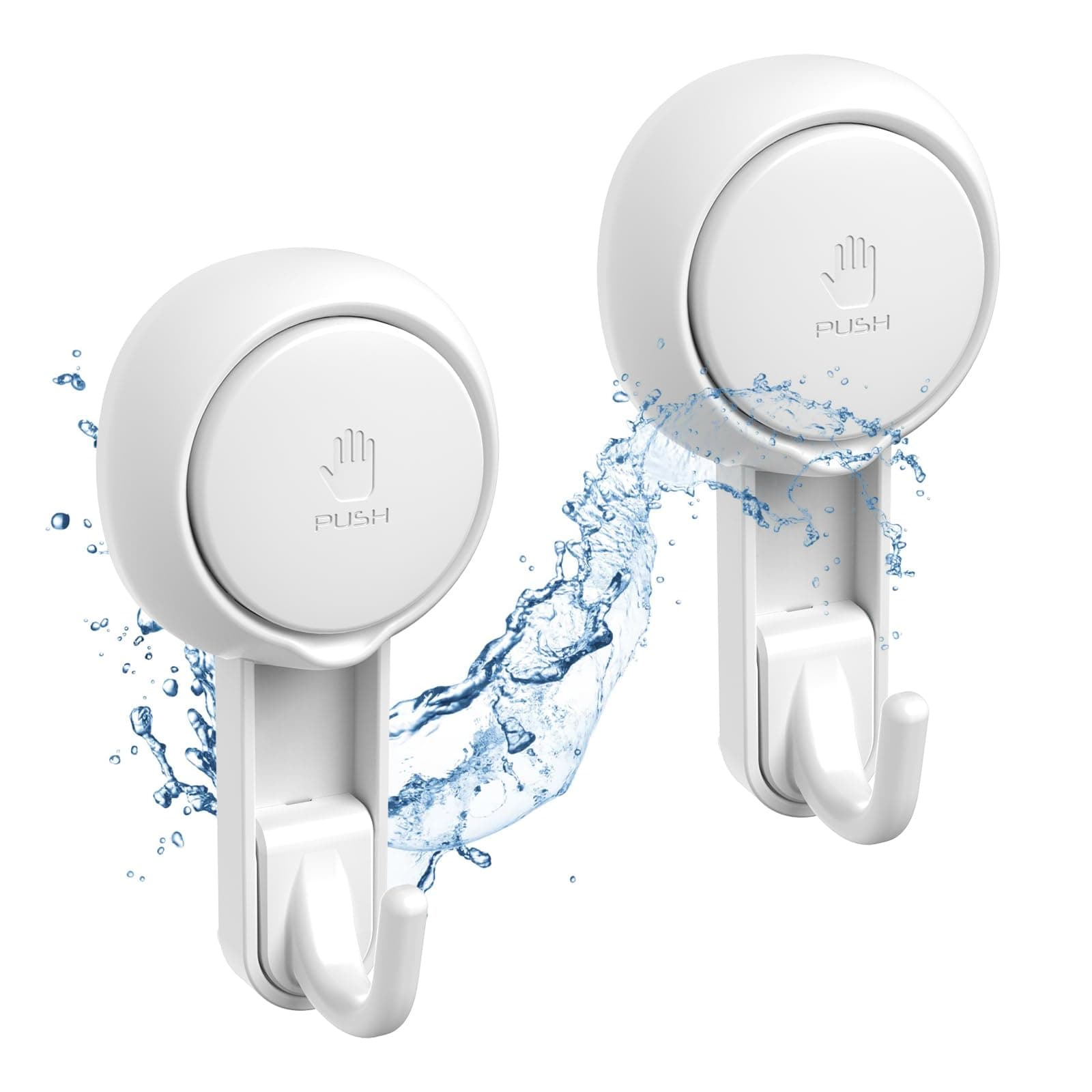 Marchpower Shower Hooks for Inside Shower Reusable Waterproof Utility Suction Cups Hooks - 2 Pack Heavy Duty Vacuum Hook Home Kitchen Bathroom Wall Holder Hanger for Towel Loofah Cloth Key & Ceiling