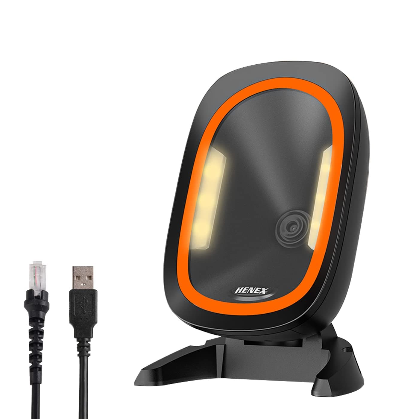 HENEX HC-666 Hands-Free 1D 2D Barcode Scanner | Omnidirectional Desktop QR Code Scanner | PDF417 Data Matrix Bar Code Reader with Automatically Scanning for Supermarket Library Retail Store