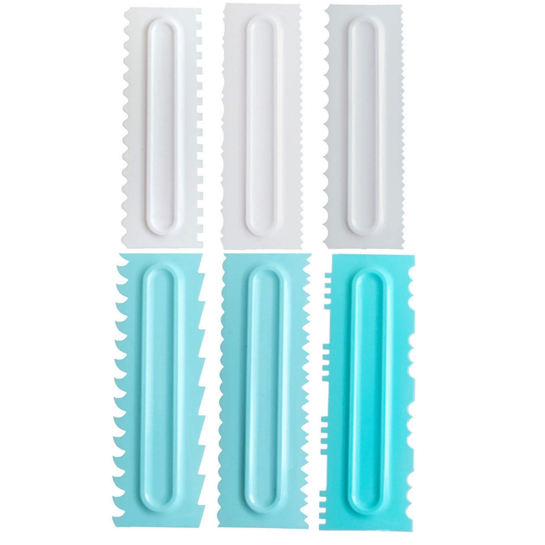 MIAO YUAN 6PCS 8.6" Cake Scraper Decorating Comb and Icing Smoother, Plastic Sawtooth Cake Scraper Polishe, Decorating Butter Mousse Cream Cake Edge Kitchen Baking Mold DIY Tool