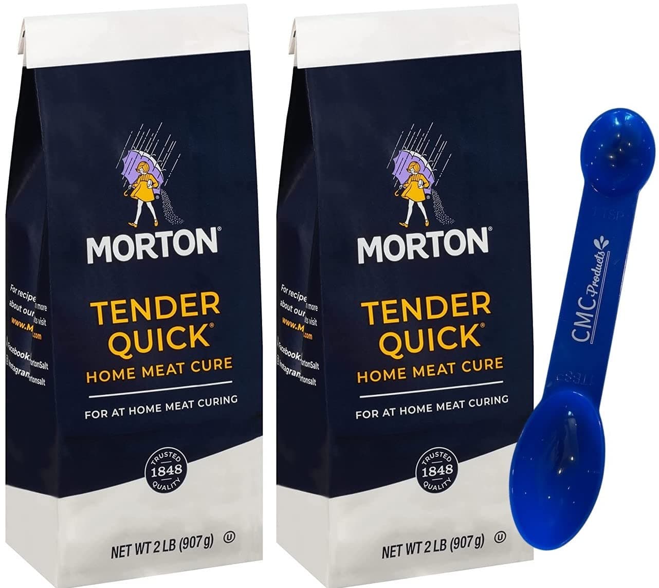 Generic Morton Curing Salt, Tender Quick Home Meat Cure, 2 Pound (2 Pack) w Custom CMC Measuring Spoon 1tbsp & 1tsp