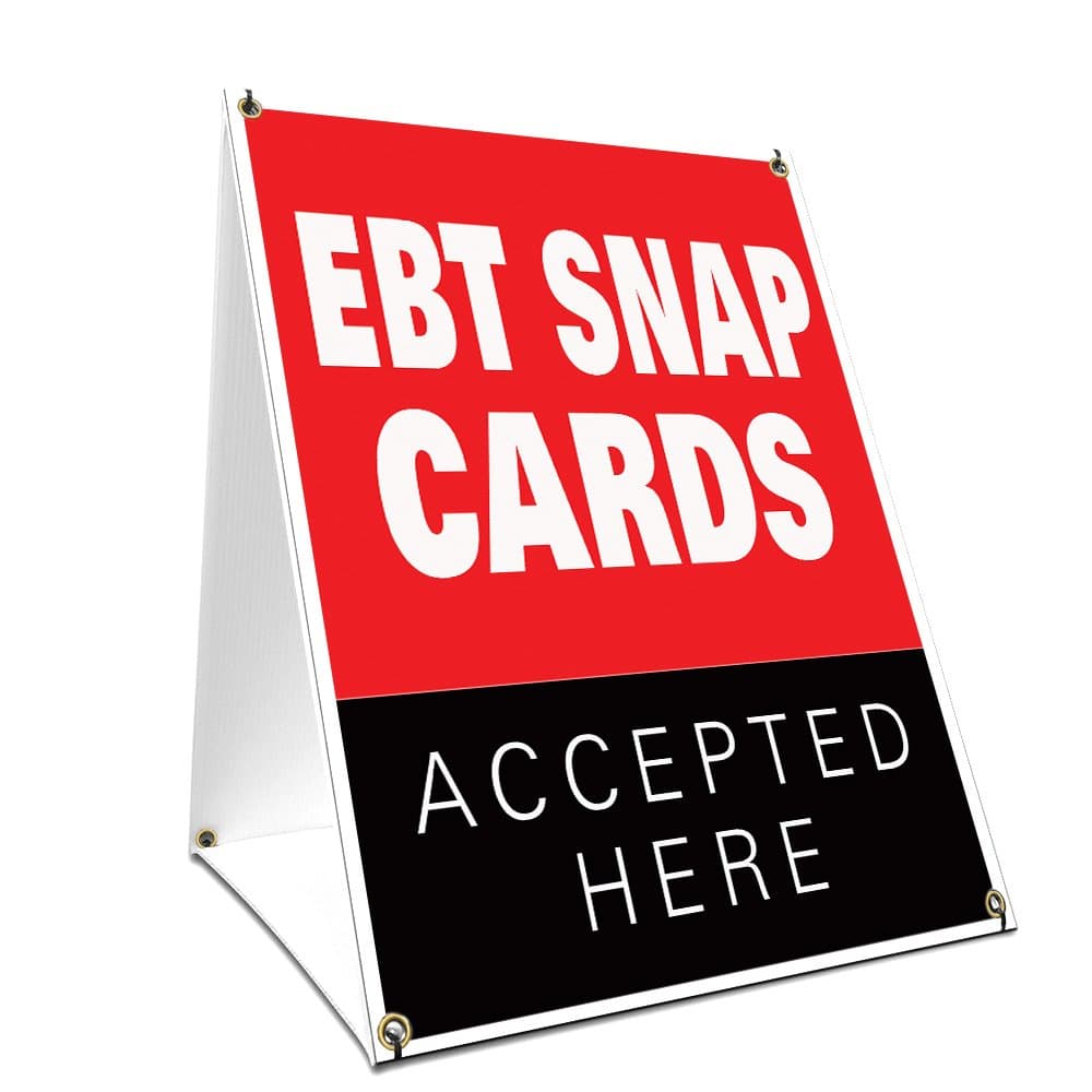 A-frame Sidewalk Ebt Snap Cards Sign With Graphics On Each Side | 24" X 36" Print Size