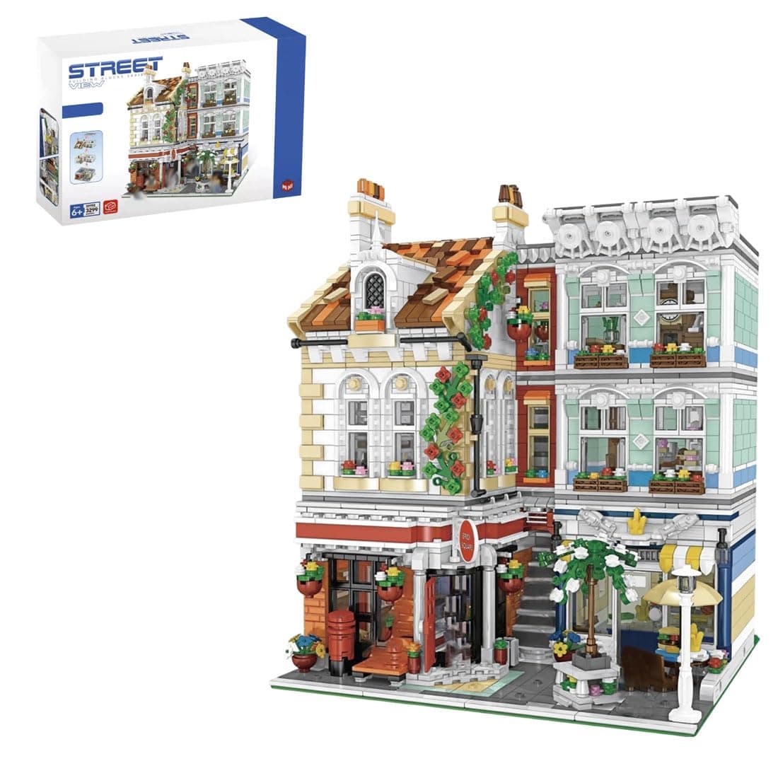 Architecture Building Block Set, 3299 PCS Corner Brick Square Post Office Architecture Model Building Kit, MOC Mini Bricks Construction Educational Toys Gift for Kids Adults