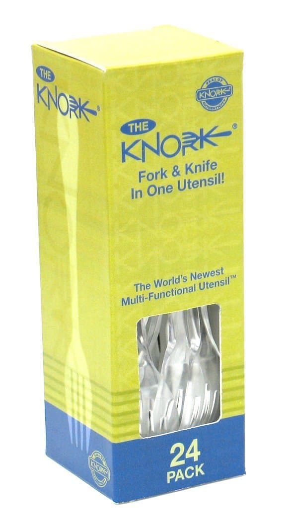 Knork Plasticware Plastic Fork Utensils, 24 Piece, Clear