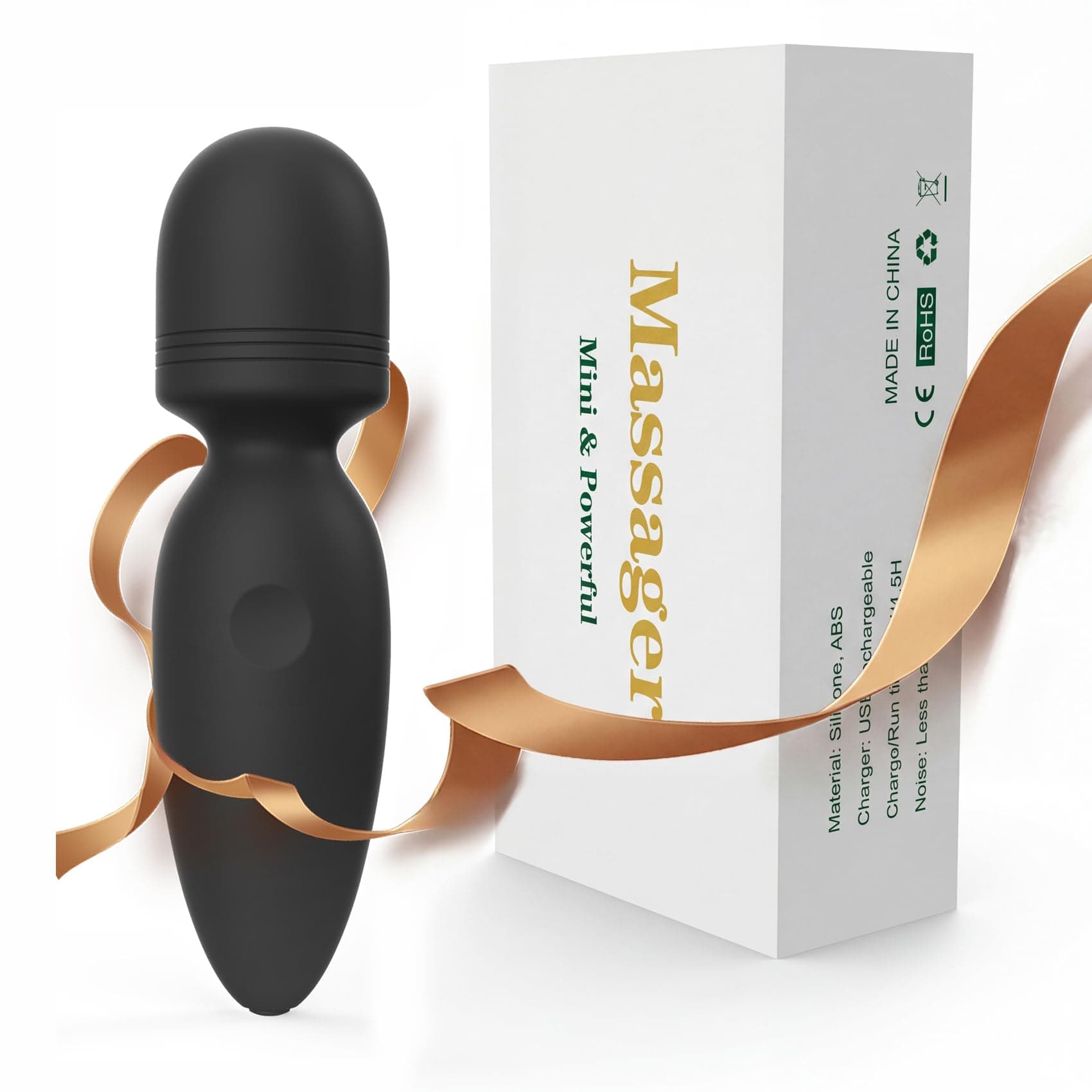 Fuwyiy Mini Massager Tools,Small Waterproof Cordless Handheld Massager with 10 Vibration Modes, Personal Handheld Massager for Back（Black）