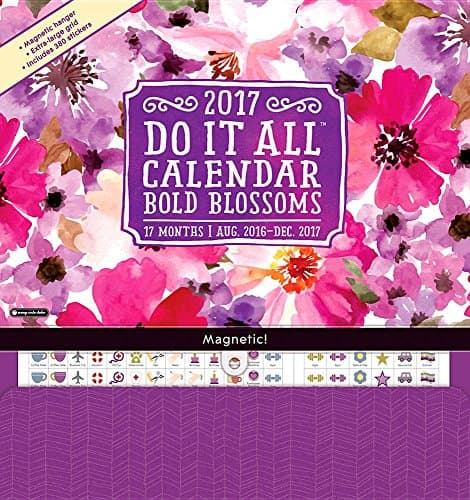 Orange Circle Studio 17-Month 2017 Do It All Magnetic Wall Calendar, Bold Blossoms Calendar – Wall Calendar, June 1, 2016