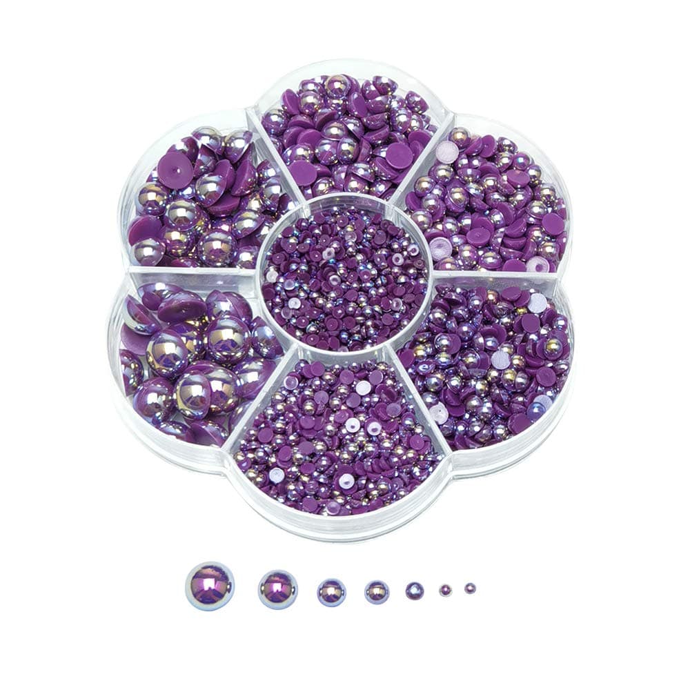 Chenkou Craft 3000PCS 1 Box Round Violet Flatback Imitation Half Pearls Bead Loose Beads Gem