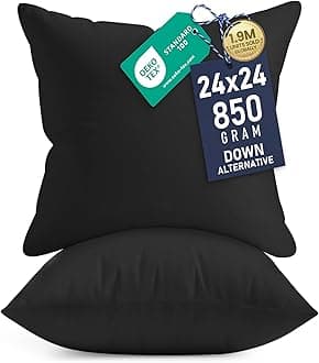 Utopia Bedding Throw Pillows Insert (Pack of 2, Black) - 24 x 24 Inches Bed and Couch Pillows - Indoor Decorative Pillows