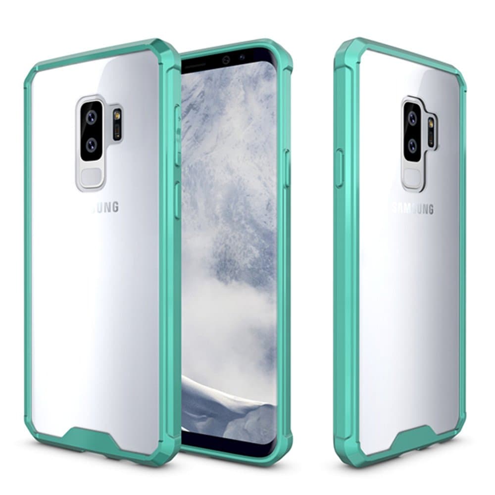 Galaxy S9 Plus Case, Galaxy S9 Plus Clear Case, Tourist Crystal Clear Ultra Slim Hard PC Back Anti-Slip Shockproof Transparent Case Cover with Reinforced Corners for Samsung Galaxy S9 Plus (Aqua)
