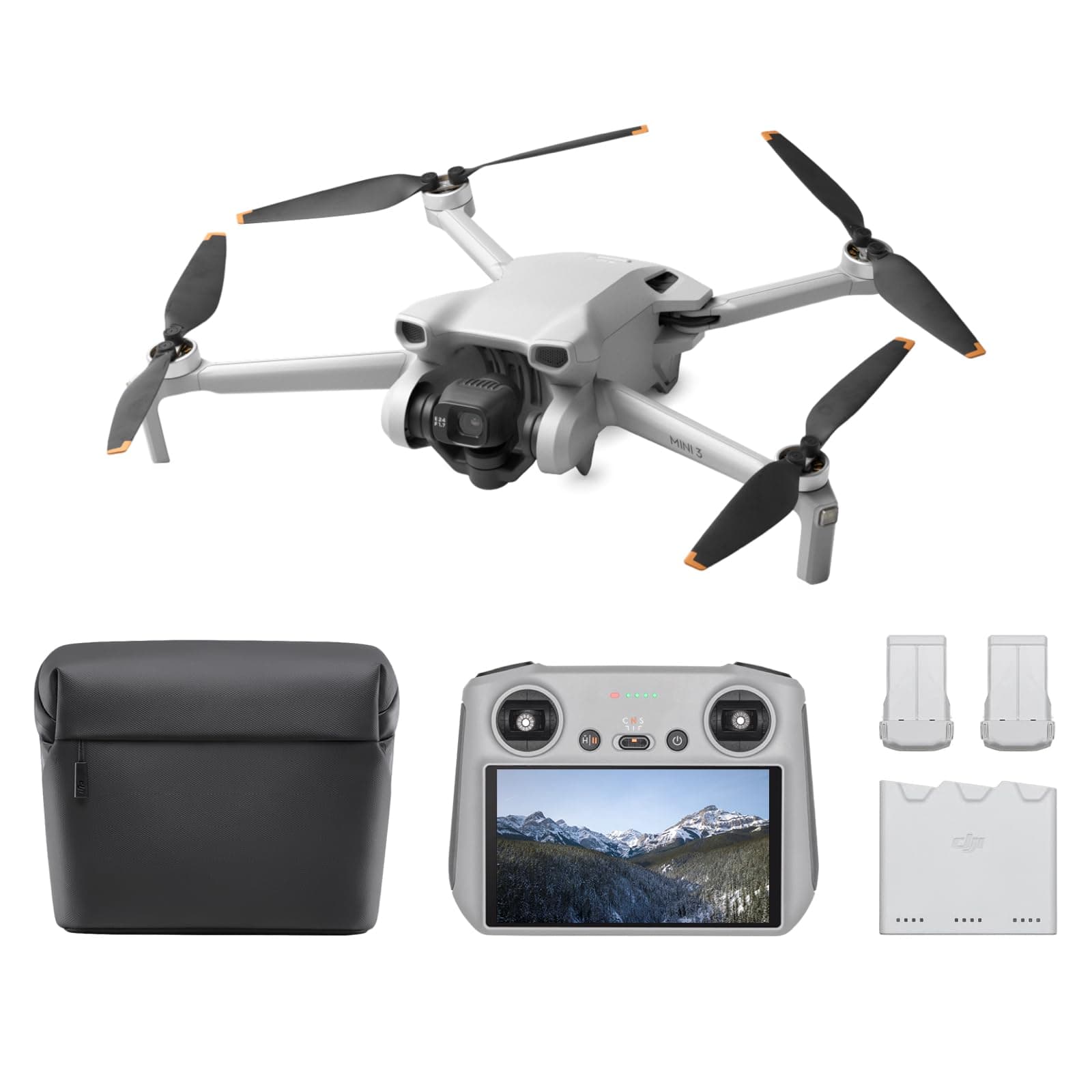 DJI Mini 3 Fly More Combo Plus Camera Drone with DJI RC Remote Controller, Small, 4K HDR Video, 51-Minute Flights, Vertical Shooting, Intelligent Functions, Foldable, Lightweight, Gray