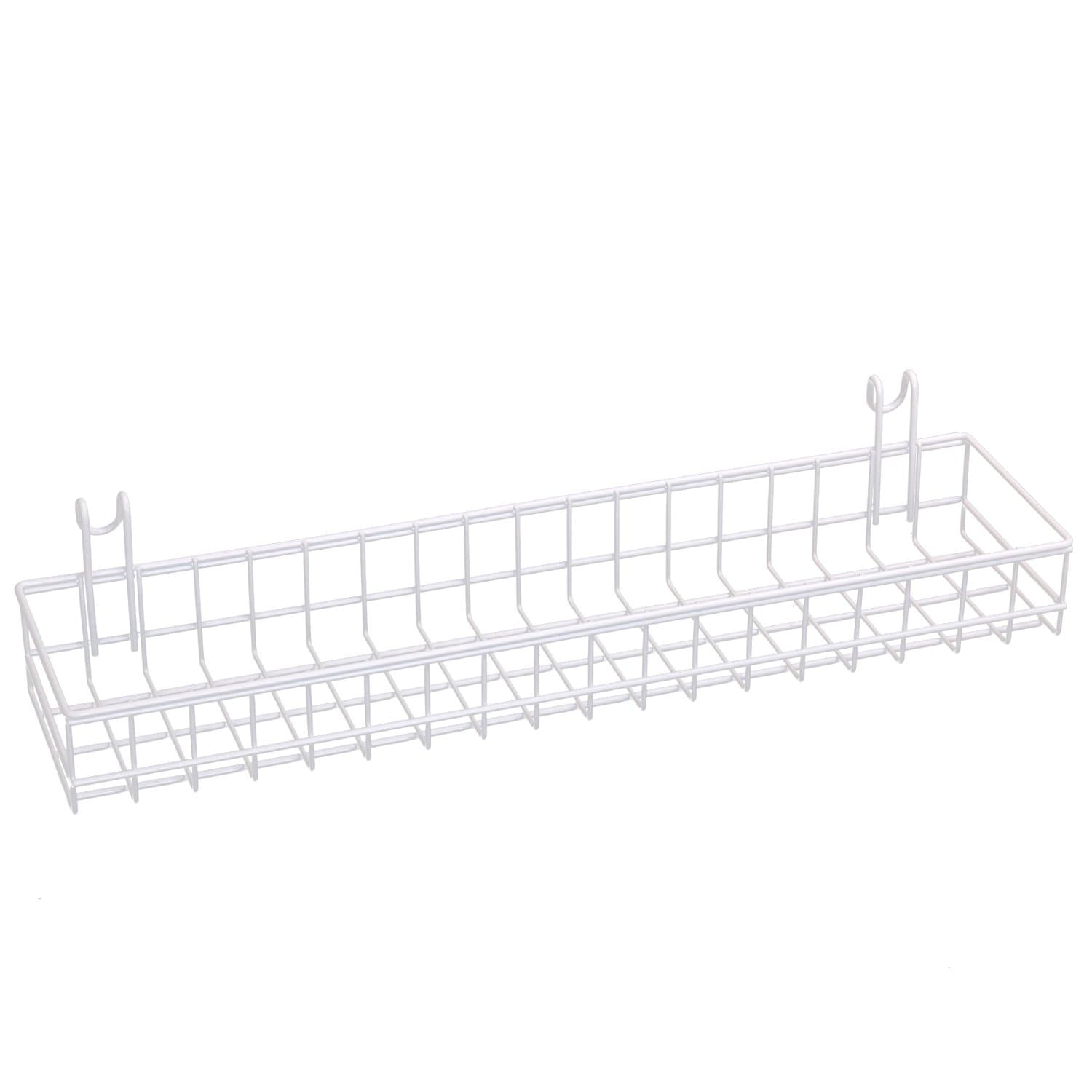 Kaforise Multipurpose Mesh Wall Metal Wire Basket, Grid Panel Hanging Tray, Wall Mount Organizer, Wire Storage Shelf Rack for Home Supplies, Wall Decor, Small Size, White Coated