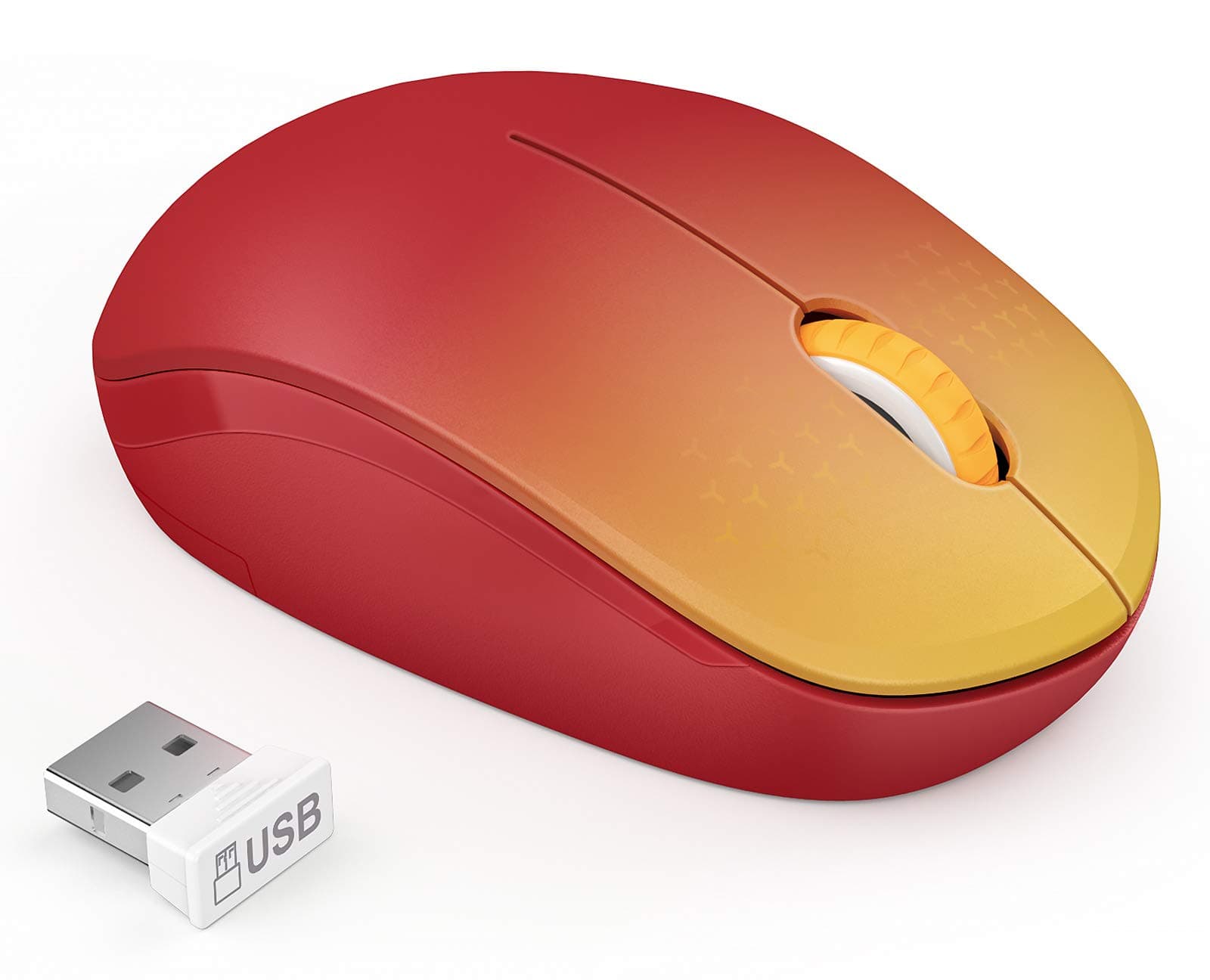 seenda Wireless Mouse, 2.4G Noiseless Mouse with USB Receiver Portable Computer Mice for PC, Tablet, Laptop, Notebook with Windows System - Gradient Red