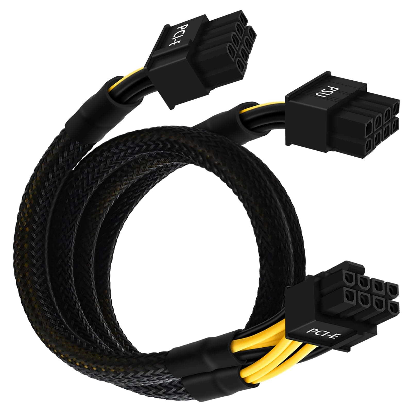 8 Pin PCIe Cable for Corsair PSUs, ATX CPU 8 Pin Male to Dual PCIe (6+2) Male Power Adapter Sleeved 25-inch+9-inch (63cm+23cm)