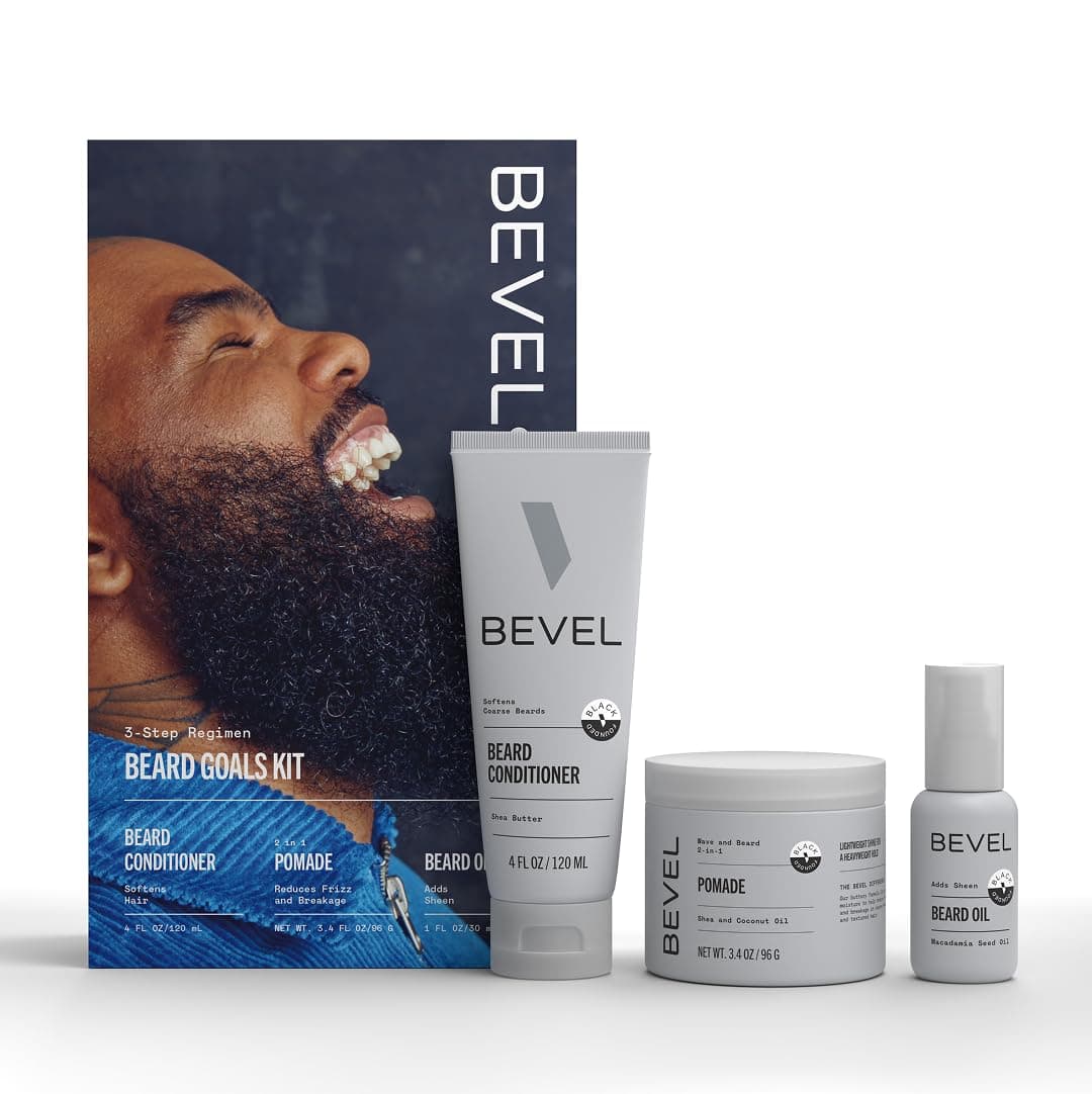 Bevel Mens Beard Grooming Kit - Includes Beard Conditioner, Beard Balm and Beard Oil to Soften, Hydrate and Strengthen Beard and Reduce Skin Irritation and Redness (Packaging May Vary)