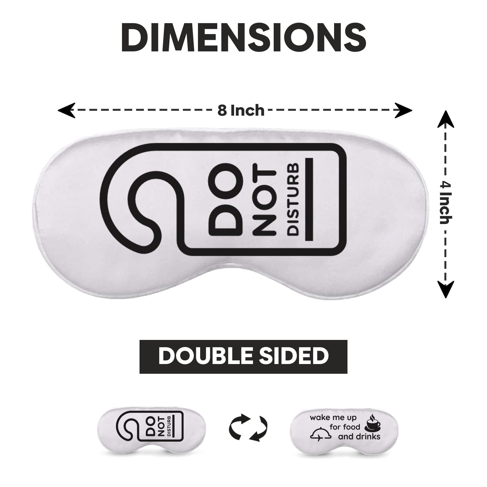 VITYA Silver Do Not Disturb/Wake Me Up Double-Sided Silk Sleep Mask for Women/Men | Light Blocking | Soft Breathable Sleep Eye Mask for Traveling on Airplane | Eye Mask with Elastic Strap (Silver)