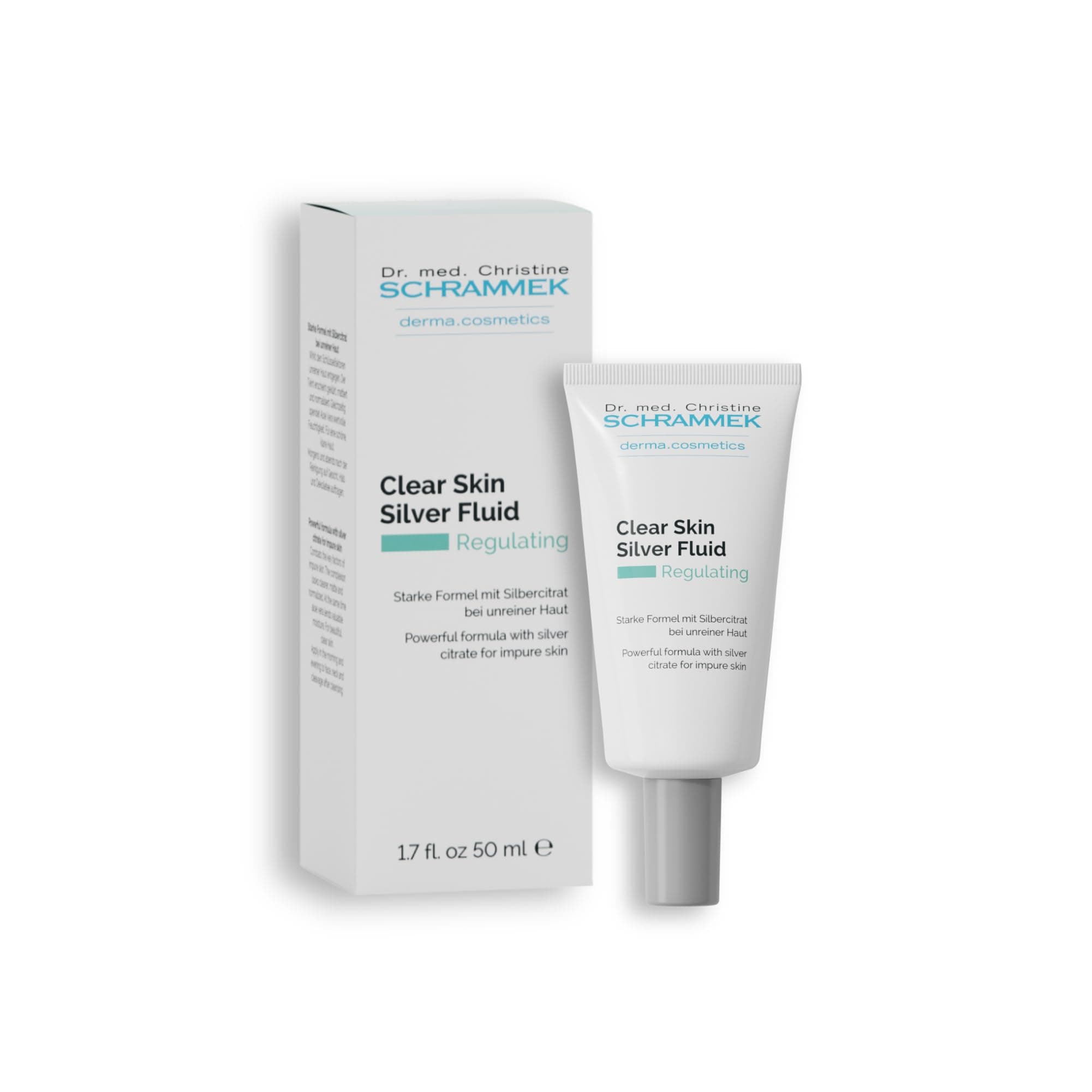 Clear Skin Silver Fluid (1.7 fl oz) - Powerful Formula for Impure Skin with Microsilver - Combats the Key Factors of Impure Skin - with Aloe Vera - Face Fluid - Skin Care - Dr. Schrammek