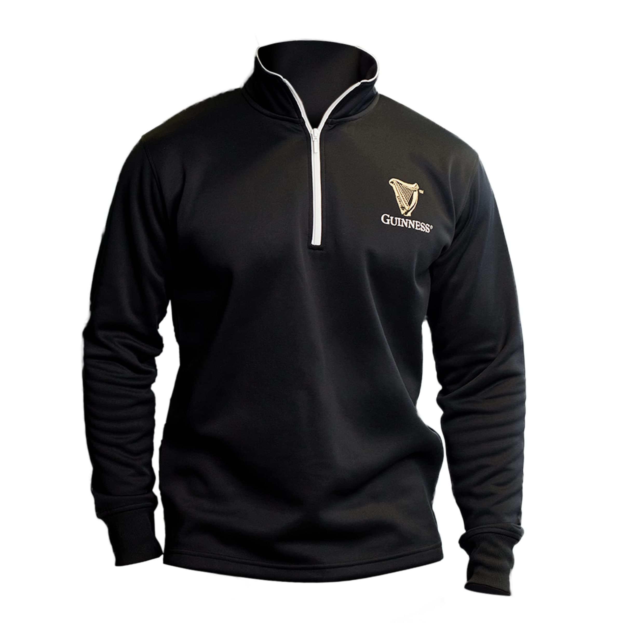 Official Merchandise Guinness Black Quarter Zip Performance Top Pullover 1/4 Zip Athletic Fleece