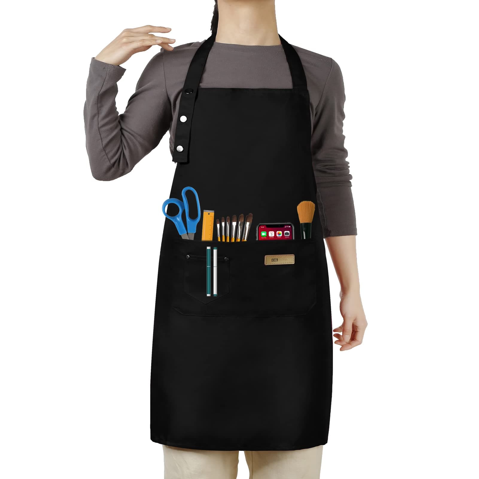 Button apron gray
