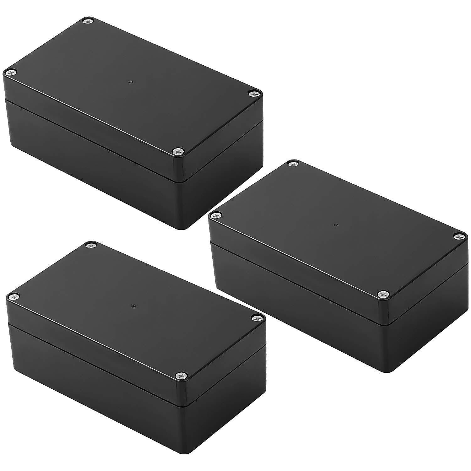3Pack Waterproof Plastic Project Box, IP65 Outdoor Electrical Box, Black Electronic Junction box Enclosure, 6.2 x 3.54 x 2.3 inch (158 x 90 x 60 mm)