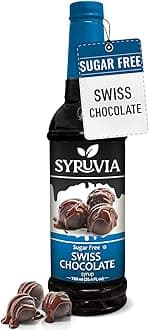 Syruvia Sugar Free Coffee Syrup, Swiss Chocolate Flavored Syrup for Drinks, Lattes, and Desserts – 25.4 fl oz