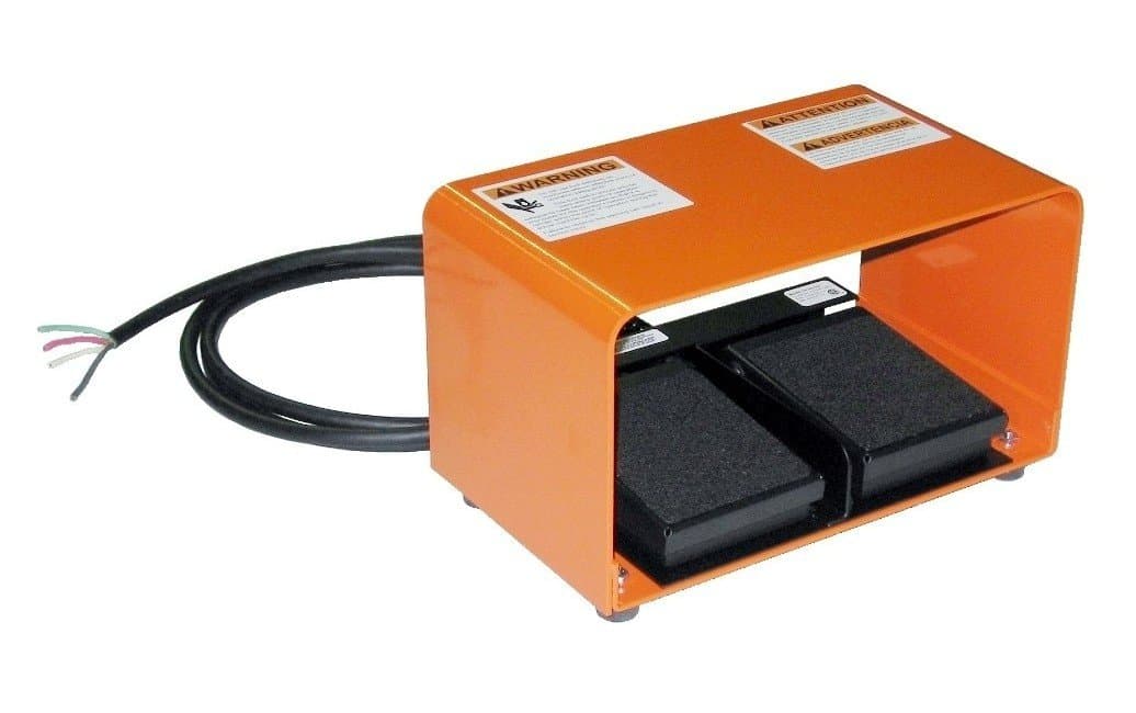 SSC Controls DS100-DG Dual Foot Switch with Guard, Electrical, Momentary Action, Two Pedal, 8-ft Cable with Leads, Twin Pedal, Left/Right, Up/Down, or Forward/Reverse