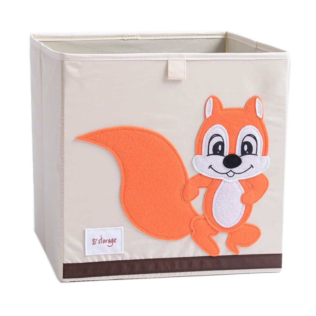 Foldable Animal Canvas Storage Toy Box/Bin/Cube/Chest/Basket/Organizer For Kids, 13 inch (Squirrel)